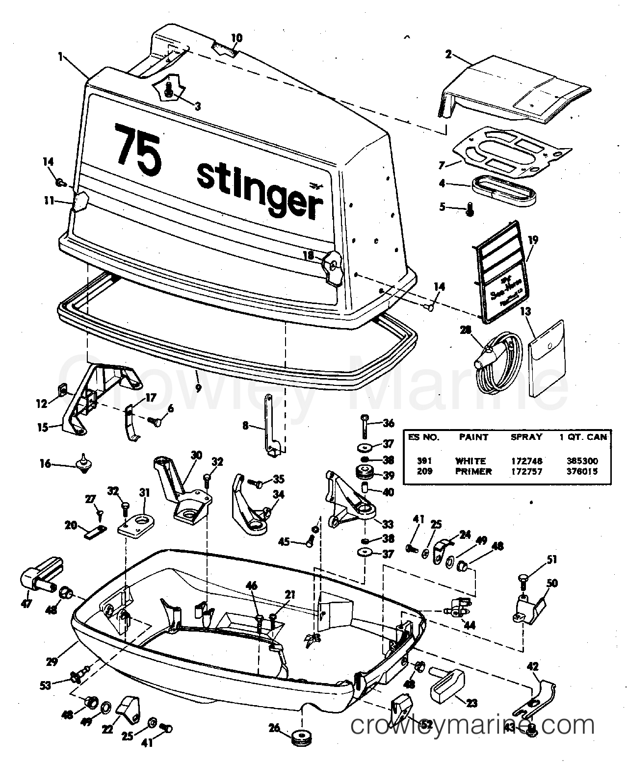 MOTOR COVER - 1978 Johnson Outboards 70 70EL78C | Crowley Marine