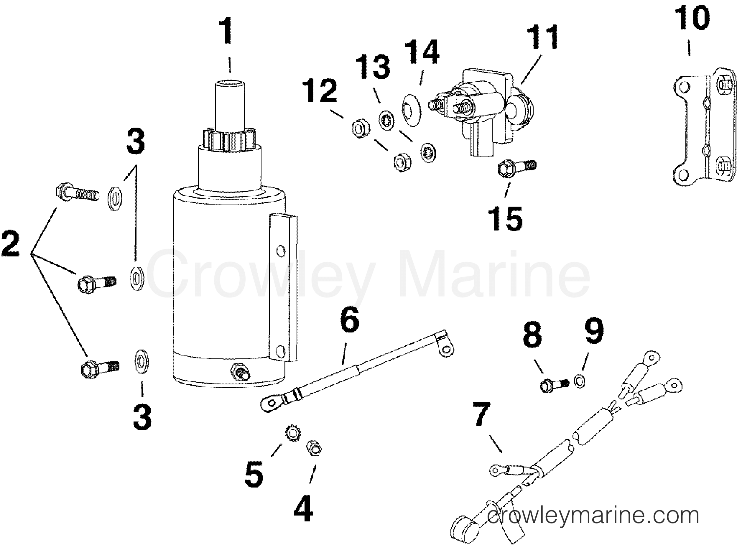 ELECTRIC STARTER & SOLENOID 2009 Outboard 25 E25DELSES Crowley Marine