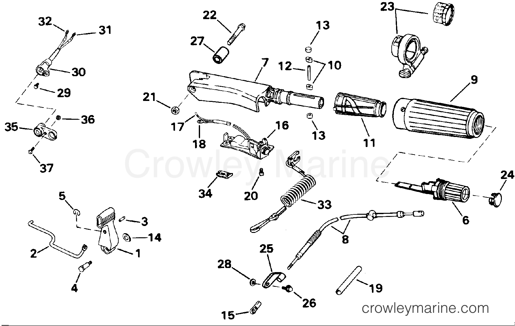 1993 Outboard 9.9 - J10ELETM - STEERING & SHIFT HANDLE