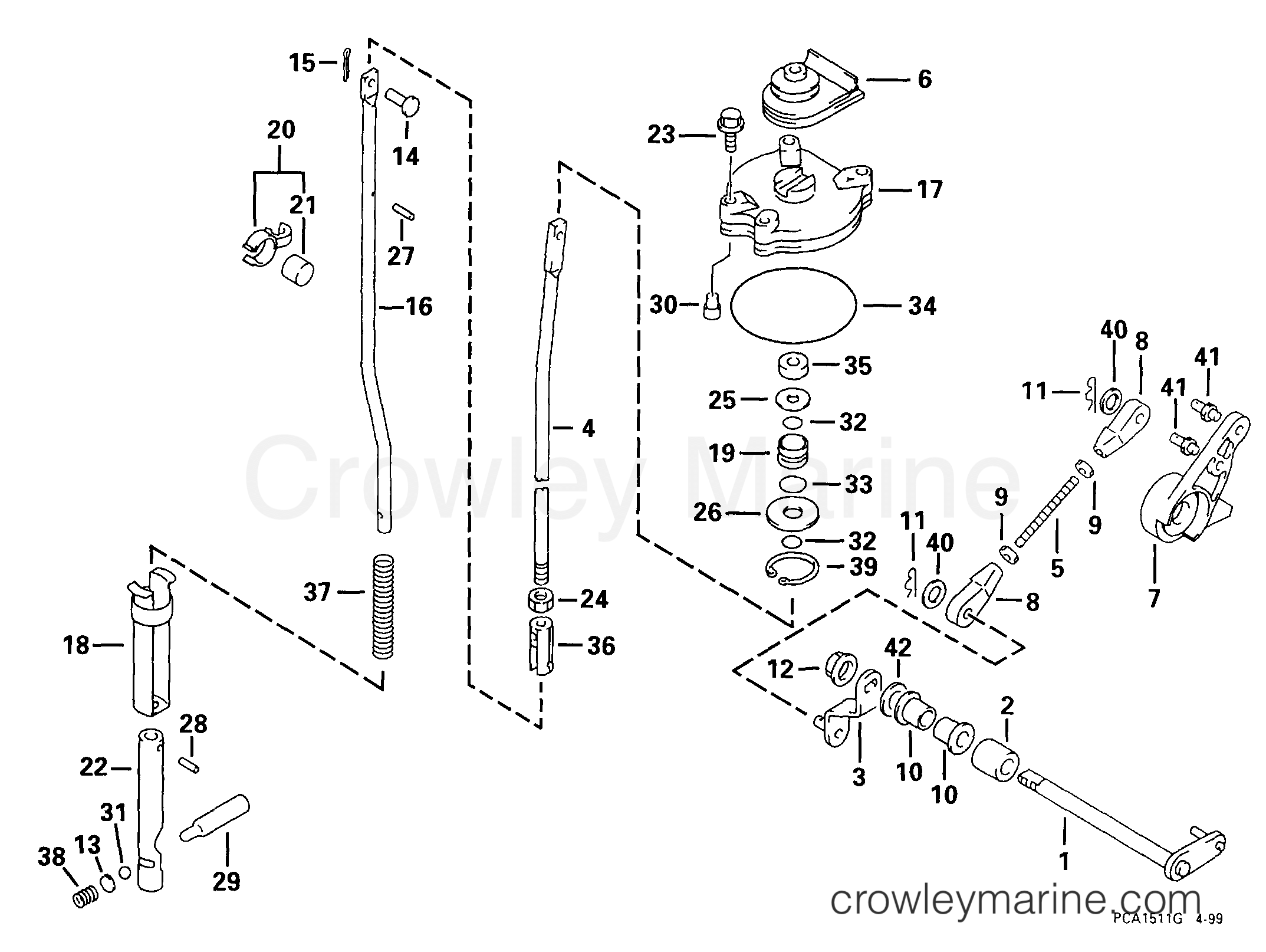 1999 Outboard 70 - E70PL4EEC - SHIFT ROD & LEVER