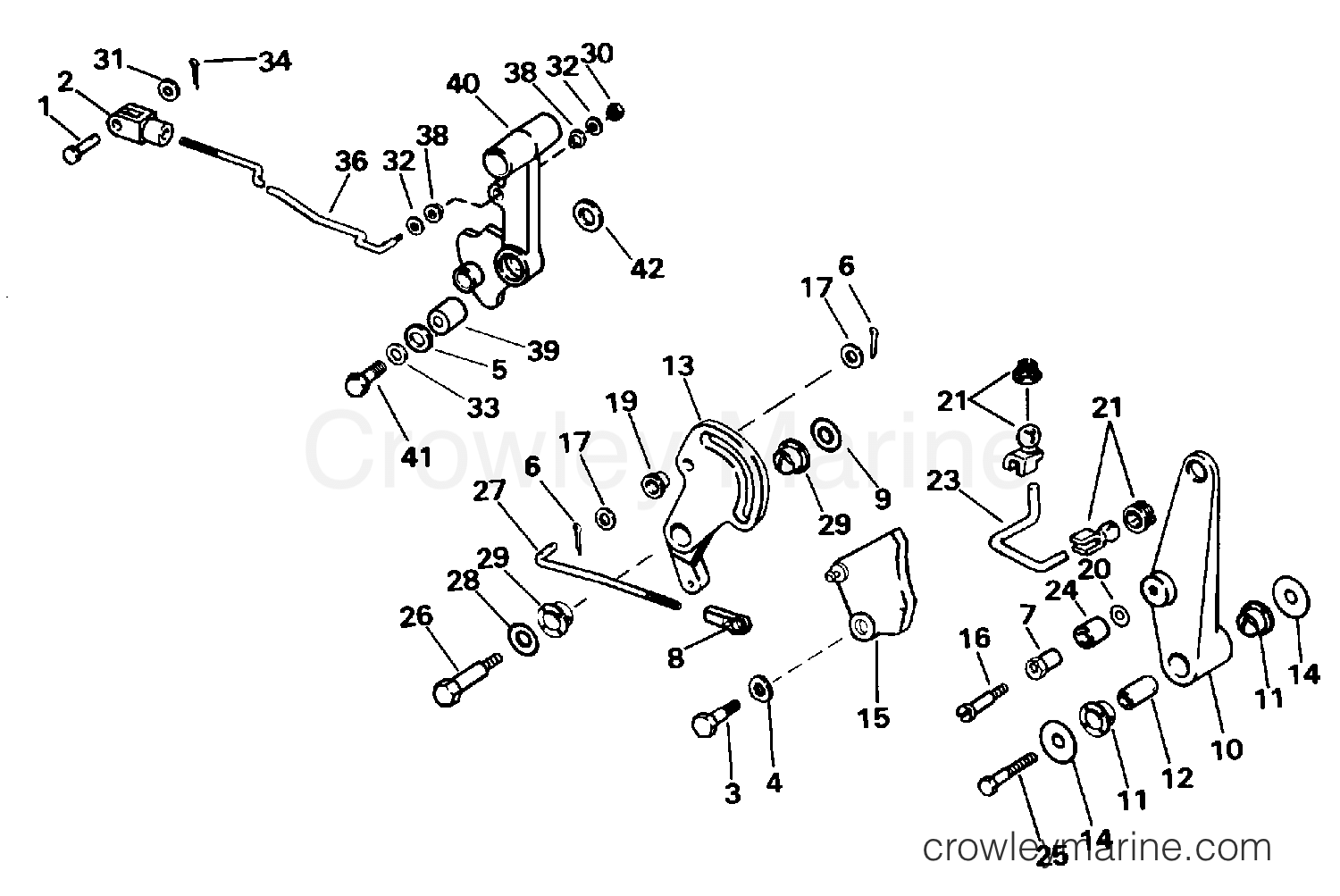 1996 Outboard 50 - J50TTLEDC - SHIFT & THROTTLE LINKAGE