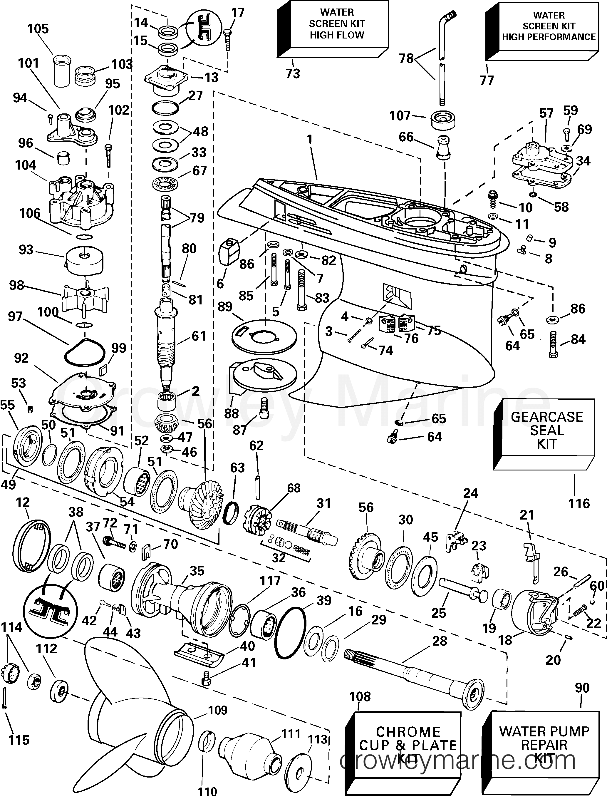 2003 Outboard 150 - J150GLSTA - GEARCASE - CX, MODELS