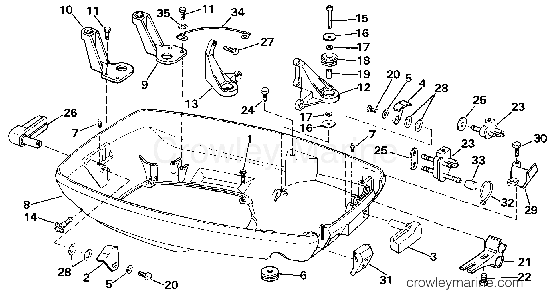 1988 Outboard 65 - N65WMLM - LOWER ENGINE COVER