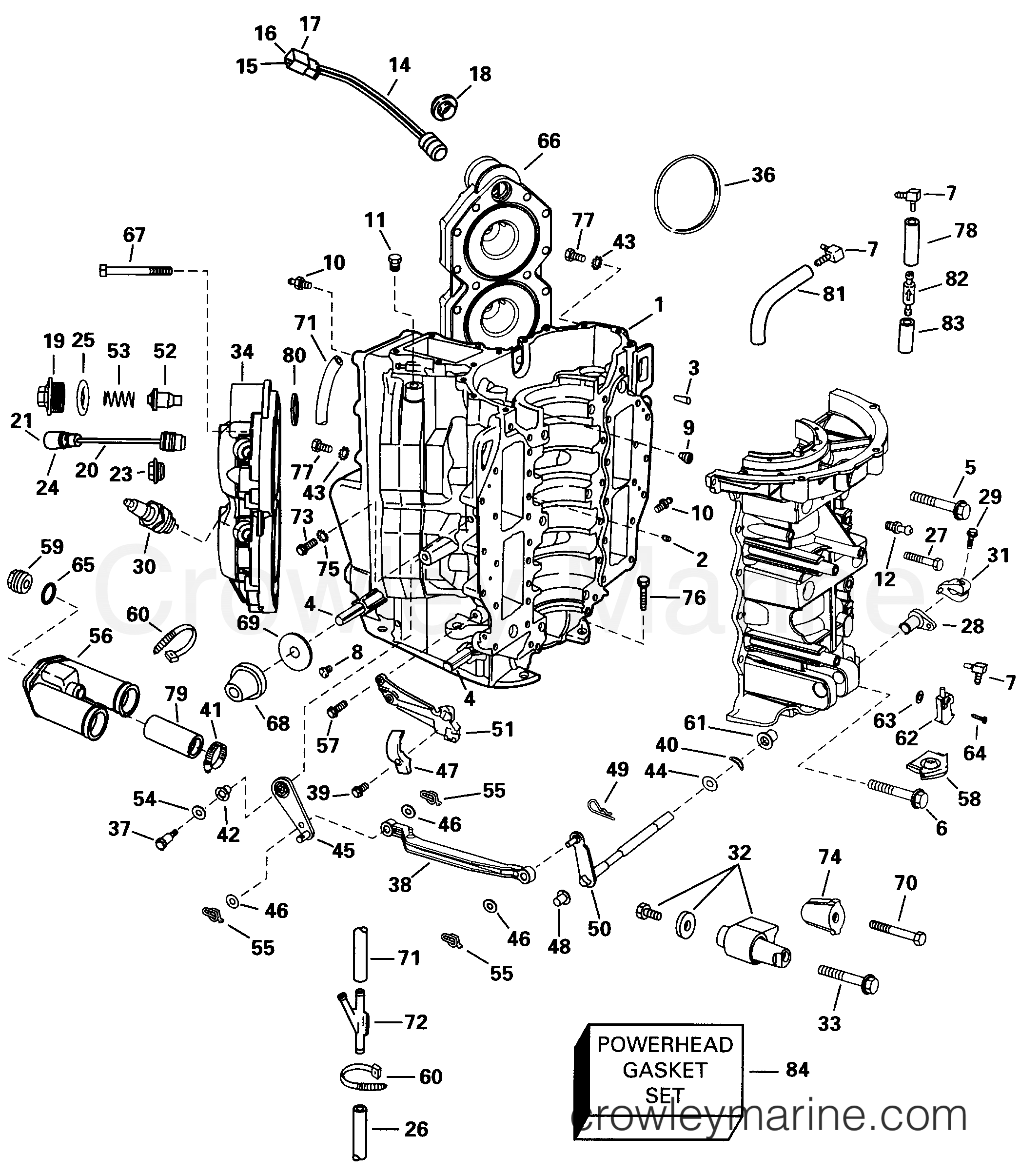 1998 Outboard 90 - J90FTLECS - CYLINDER & CRANKCASE