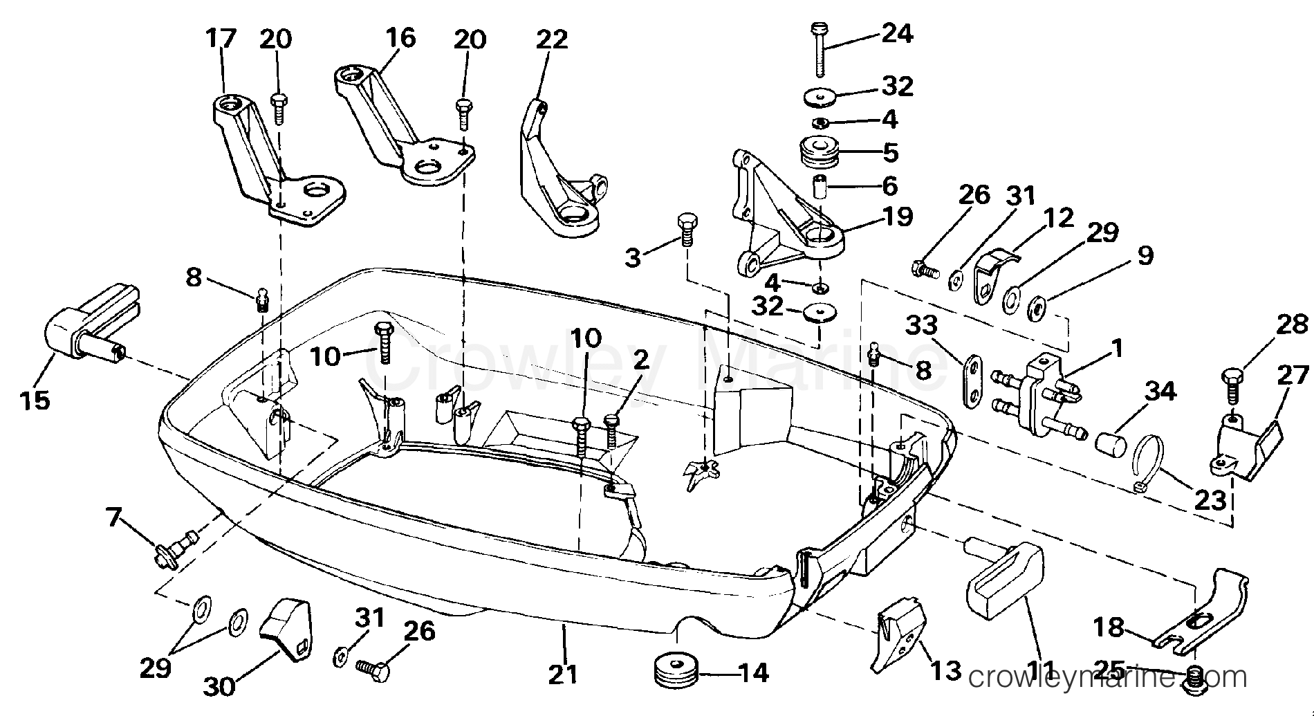 1987 Outboard 70 - J70ELCUR - LOWER ENGINE COVER