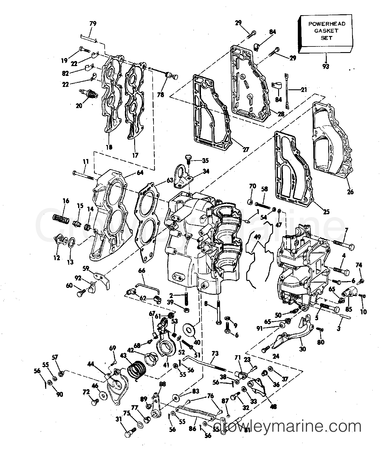 1976 Outboard 55 - 55E76E - CYLINDER & CRANKCASE