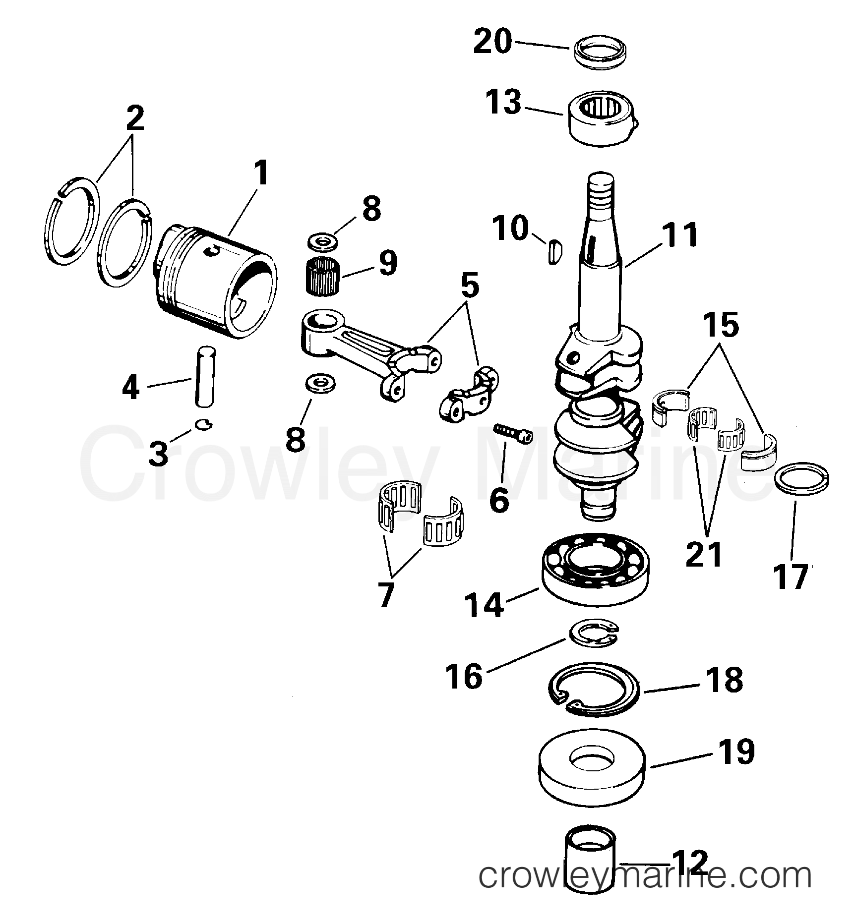 2000 Outboard 8 - J8RSSB - CRANKSHAFT & PISTON