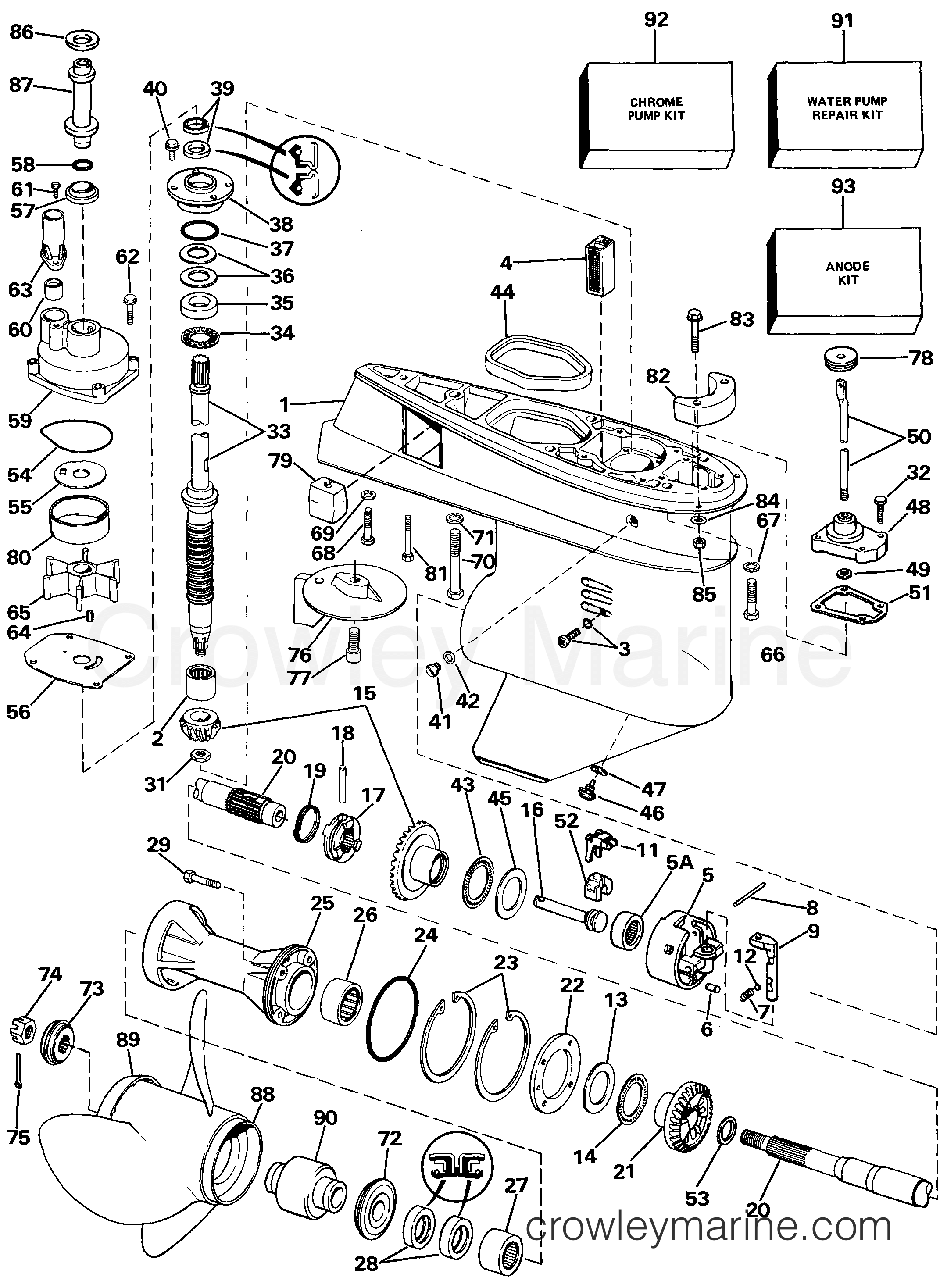 1985 Outboard 65 - J65WMLCOC - GEARCASE