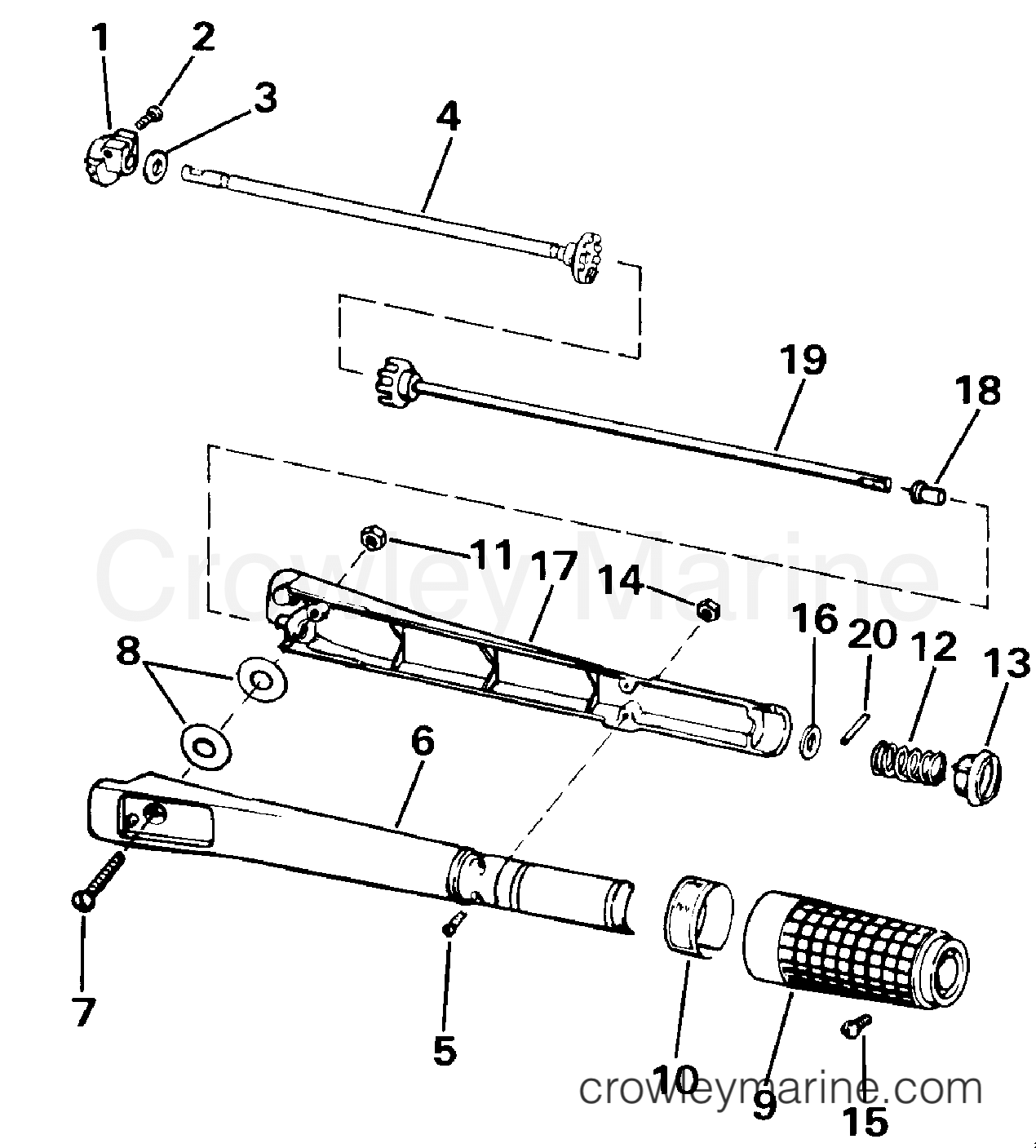 1984 Outboard 35 - J35ECRR - STEERING HANDLE