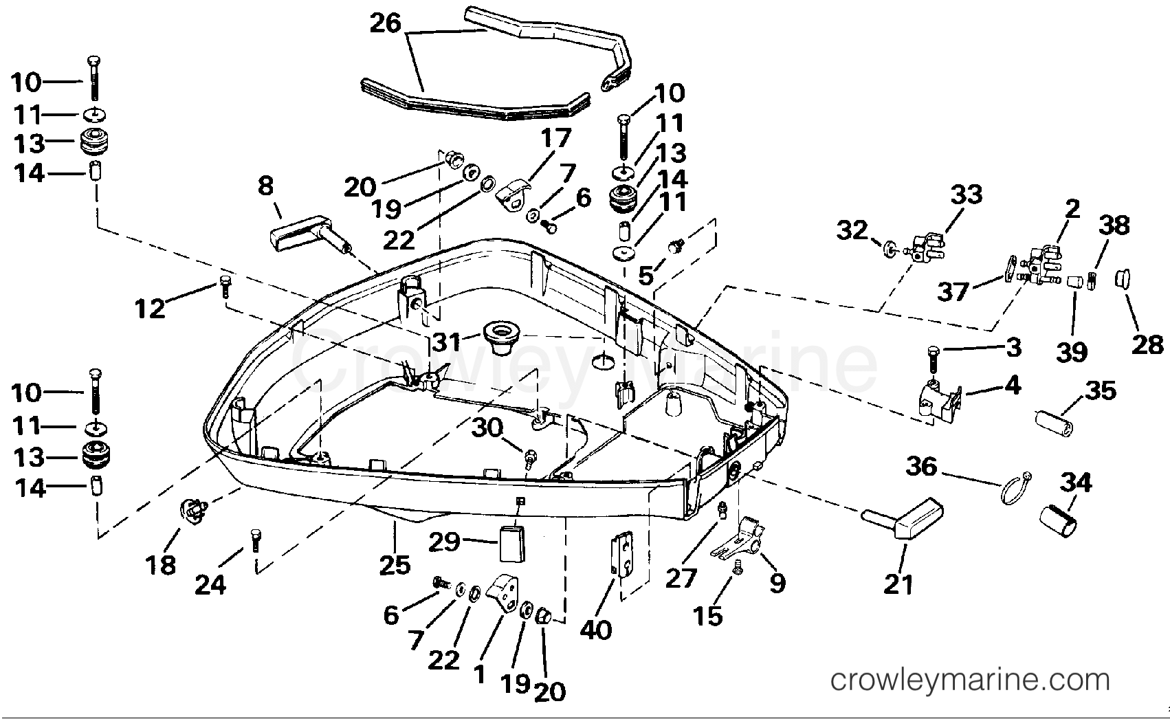 1991 Outboard 90 - J90TLEIE - LOWER ENGINE COVER