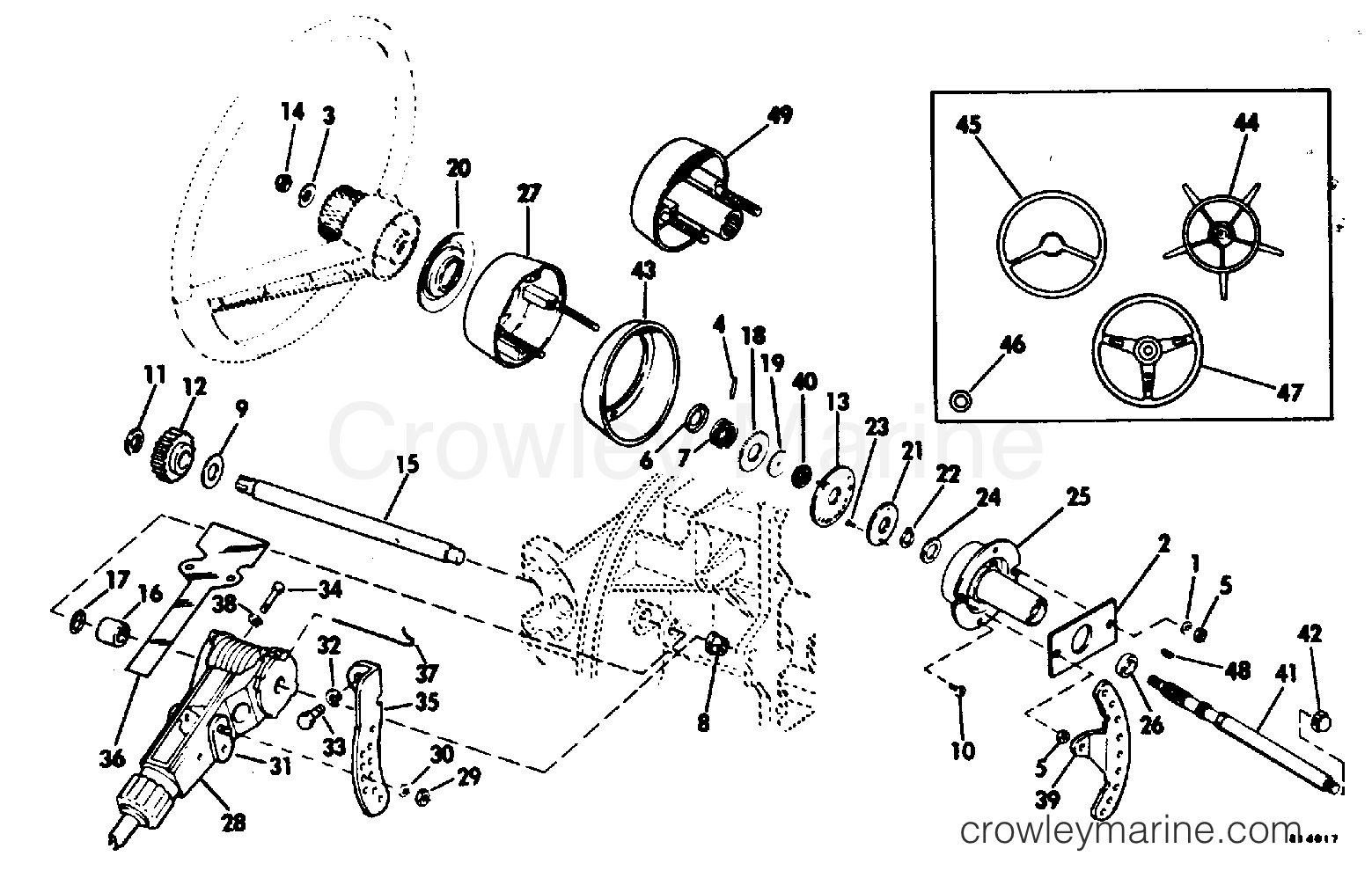 1981 Rigging OMC Stern Drive - All Models - TRU-COURSE STEERING MODELS WITHOUT POWER STEERING
