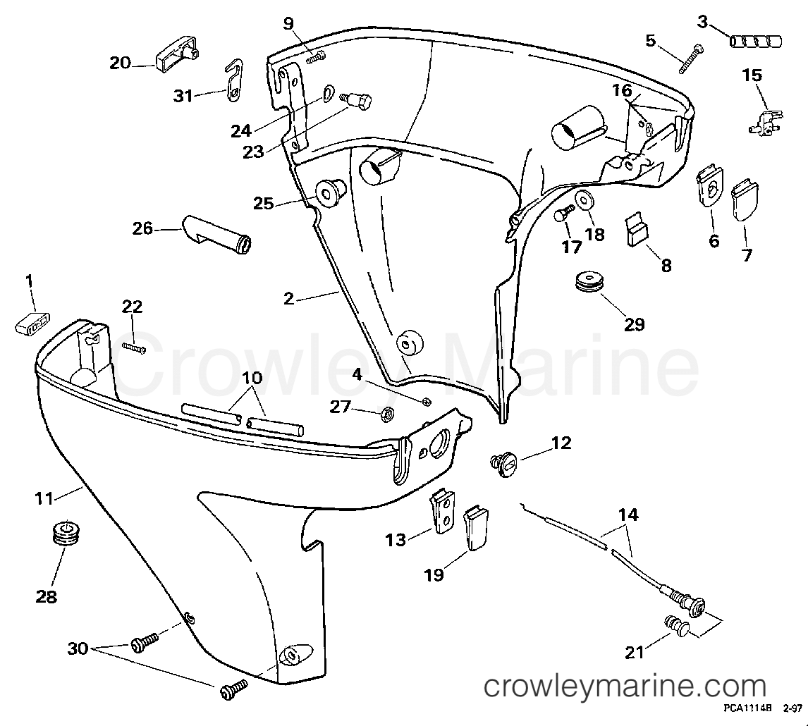 1997 Evinrude Outboards 9.9 - BE10FRELUA LOWER ENGINE COVER section