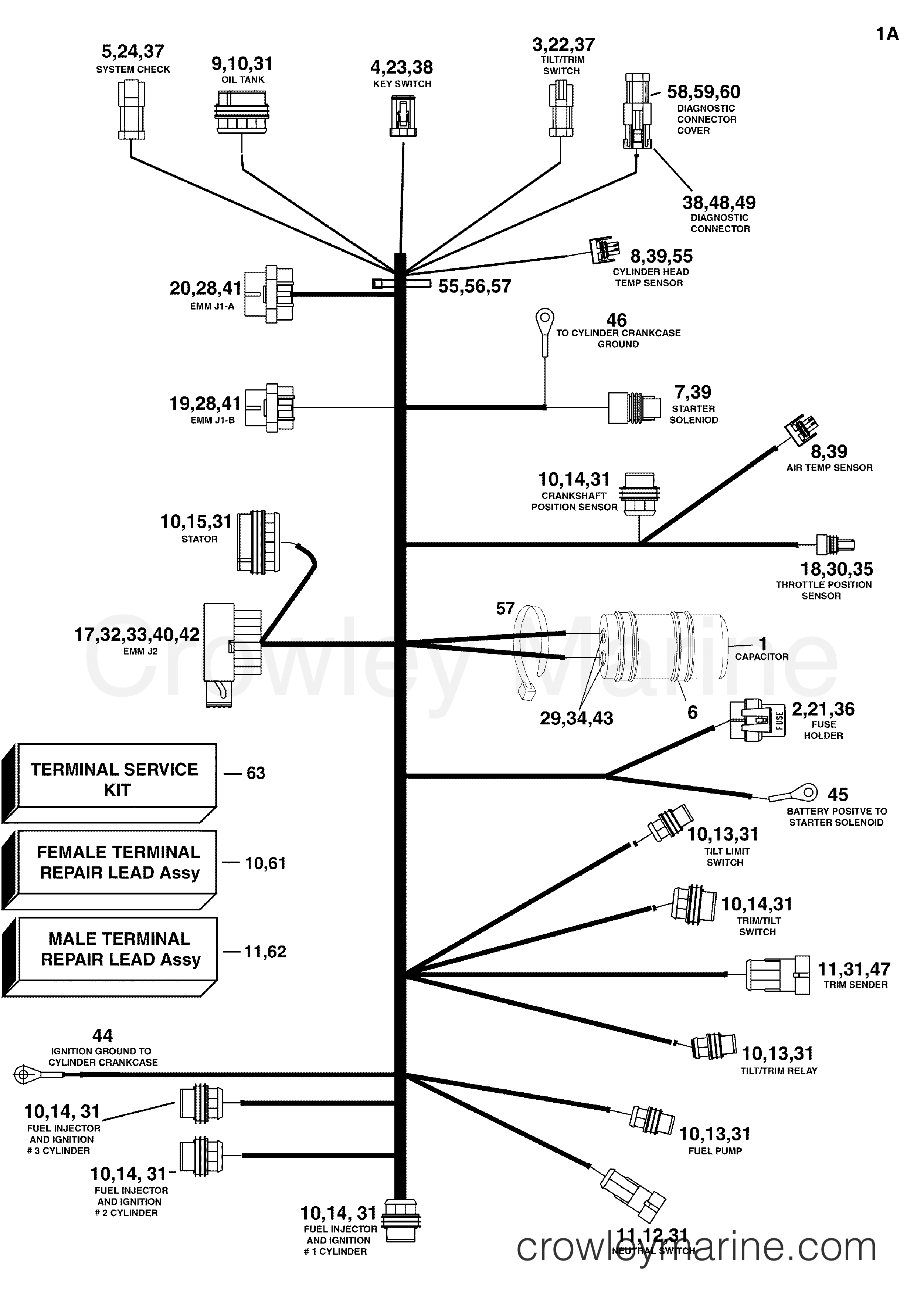 2007 Outboard 75 - E75DPLSUM - ENGINE ELECTRICAL HARNESS