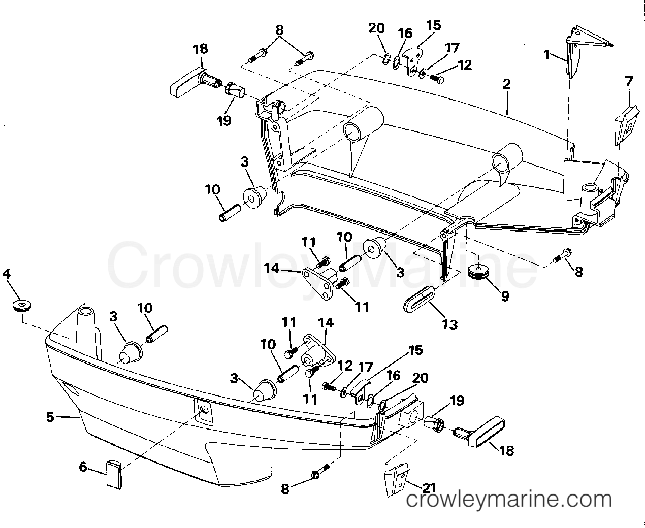 1995 Outboard 48 - J48ESLEOS - LOWER ENGINE COVER