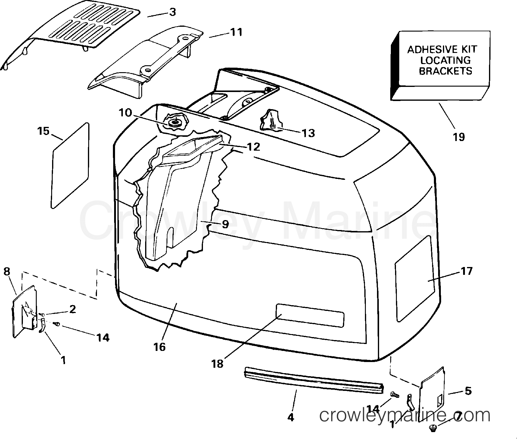 2000 Outboard 200 - J200WPXSSC - ENGINE COVER - JOHNSON