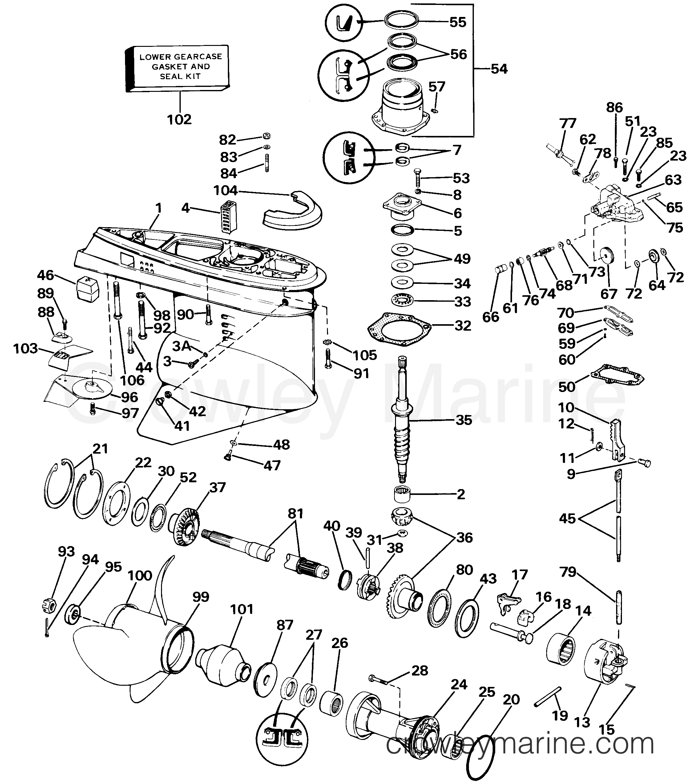 1985 Stern Drive 3 - 302FTHRCOM - LOWER GEARCASE GROUP