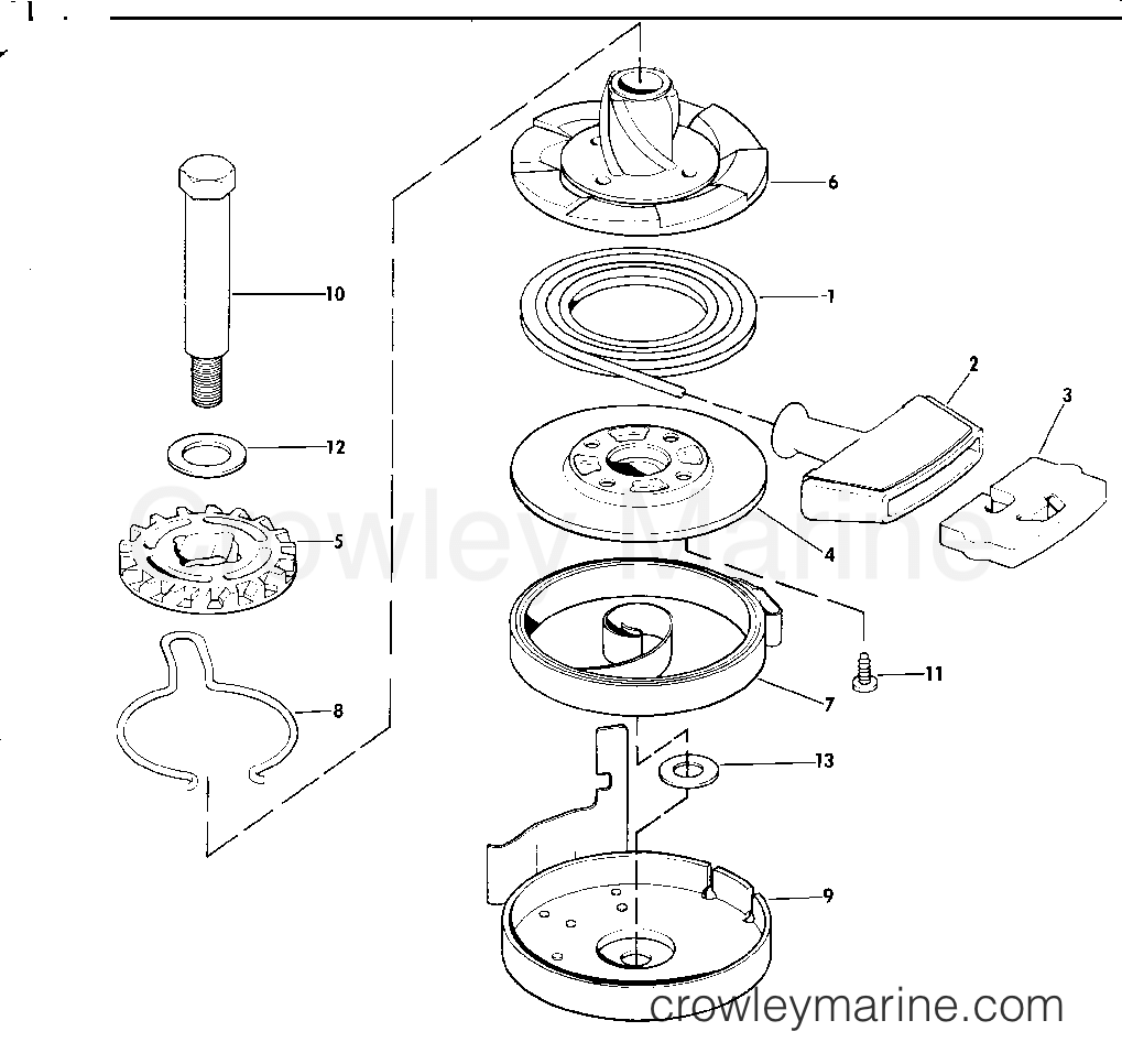 1975 Outboard 9.9 - 10E75C - REWIND STARTER