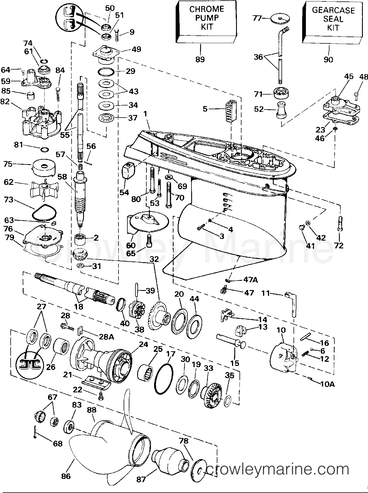 1991 Outboard 155 - E155WTLEIB - GEARCASE