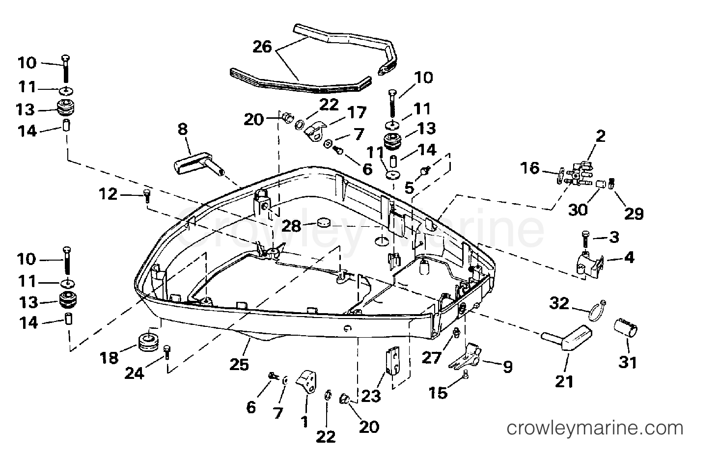 1997 Outboard 100 - J100WTLEUA - LOWER ENGINE COVER