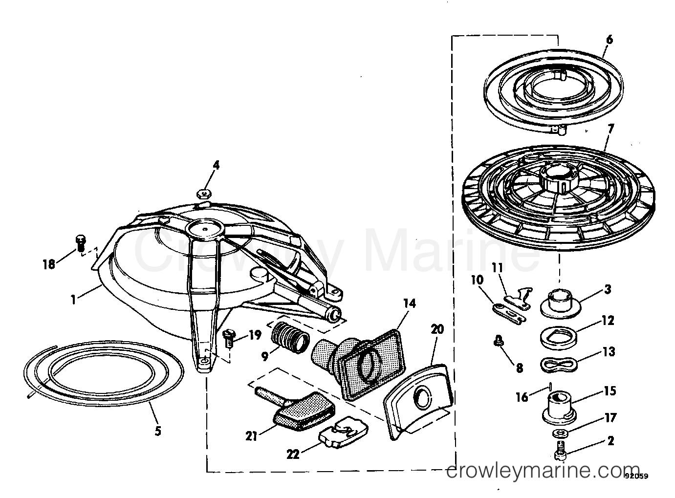 1983 Outboard 40 - J40RWLCTR - REWIND STARTER