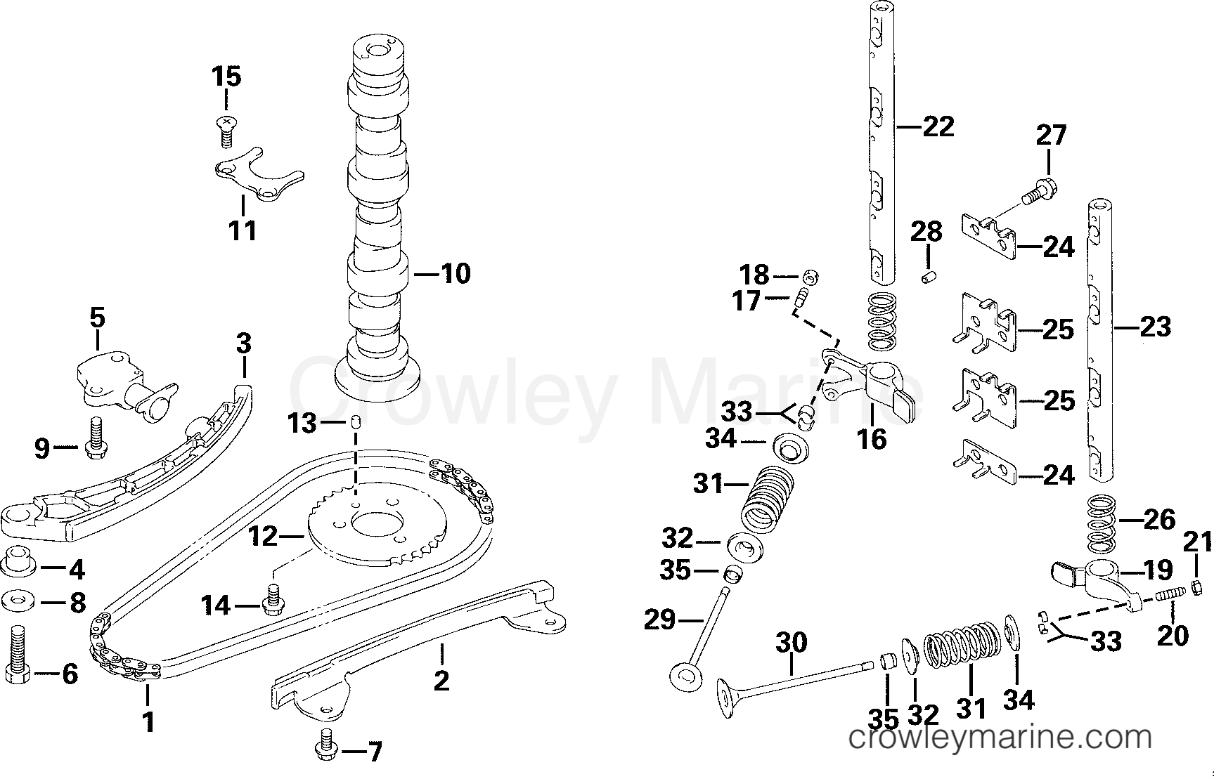 2000 Outboard 30 - E30TEL4SSS - CAMSHAFT & VALVE