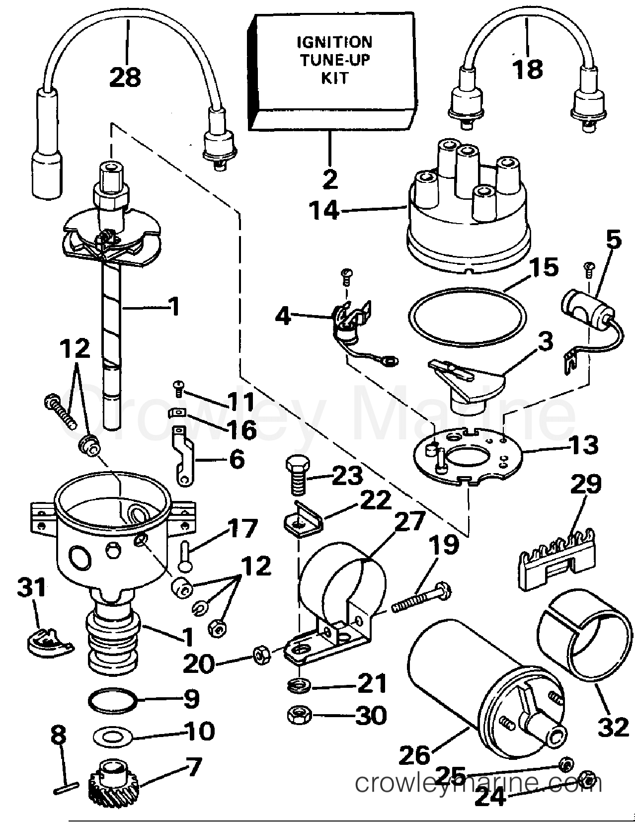 1988 OMC Stern Drive 2.3 - 232AMRGDE DISTRIBUTOR section