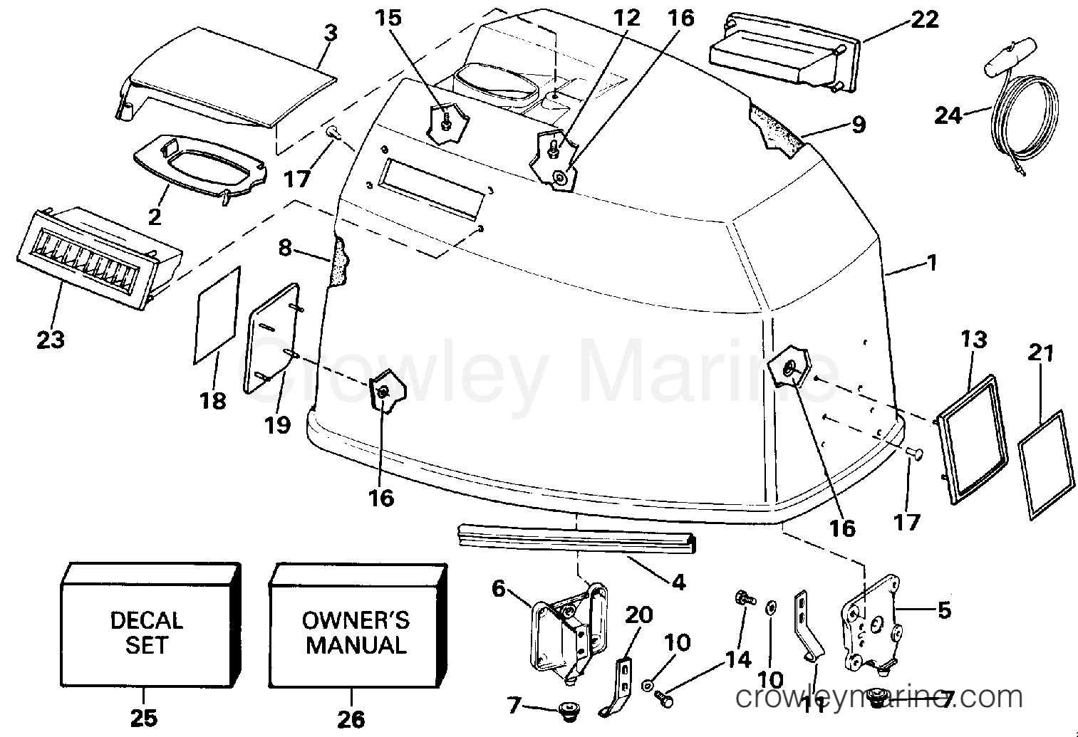 1991 Outboard 90 - J90TLEIE - ENGINE COVER - JOHNSON