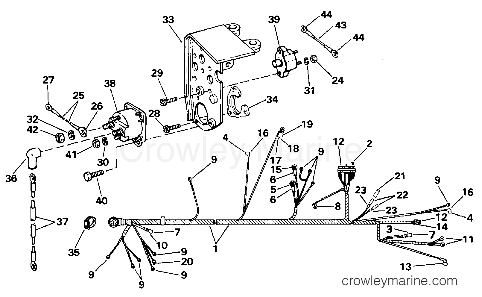 1995 Stern Drive 7.4 - 74FEPHUB - ENGINE WIRE HARNESS & BRACKET - 4V MODELS