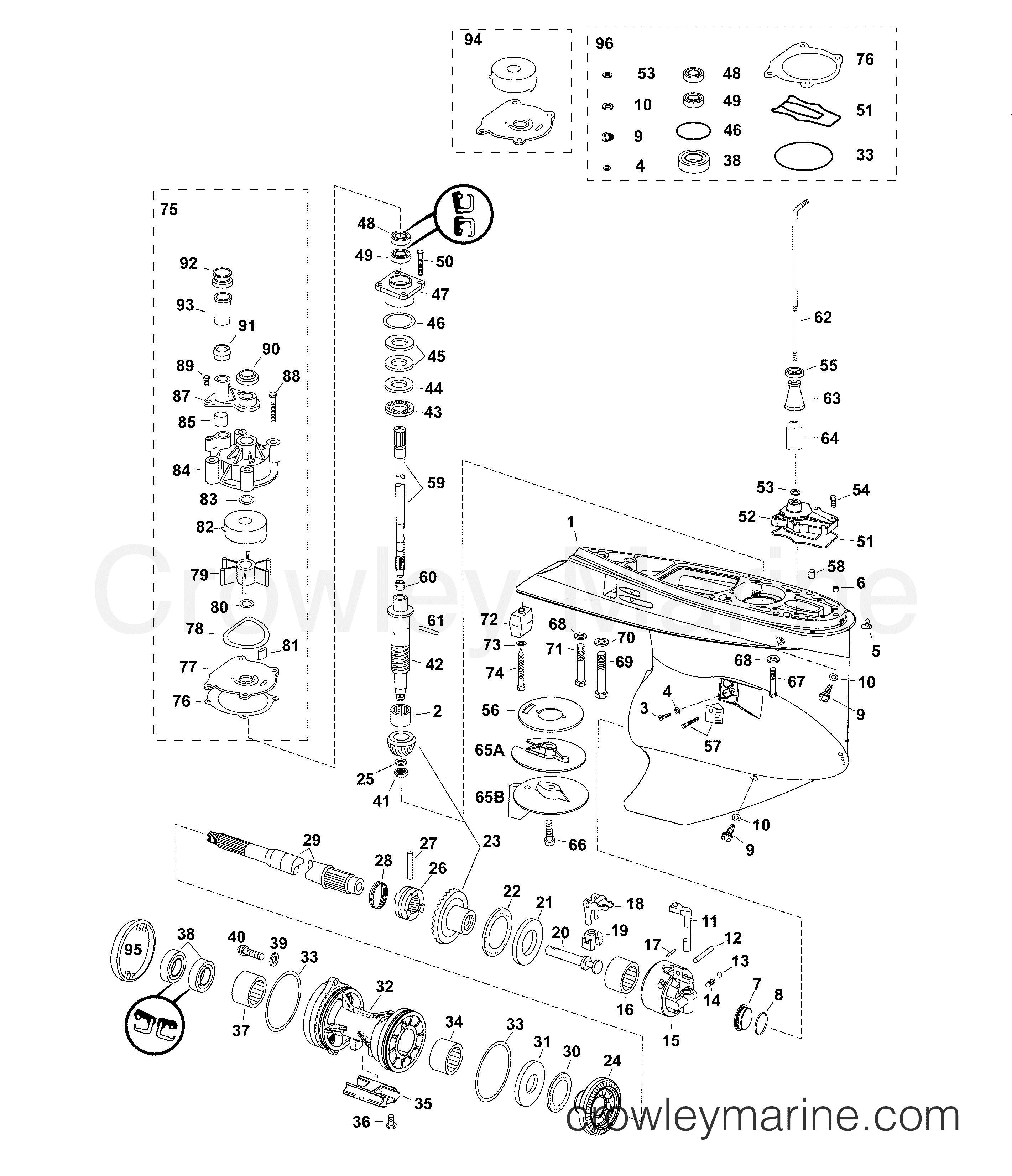 AA Outboard 200 - 3.3L - E200HSLAAD - GEARCASE, M2-TYPE