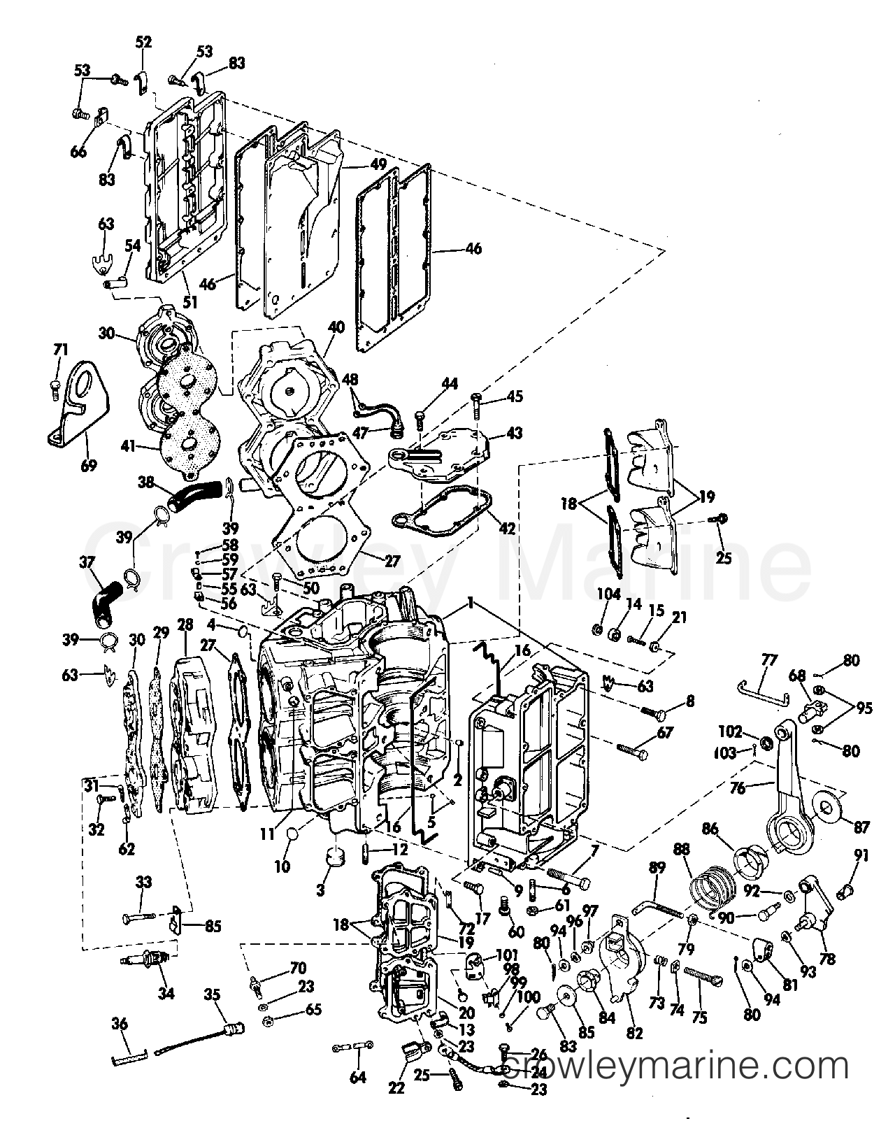 1969 Johnson Outboards 85 - 85ESL69E POWERHEAD GROUP ELECTRIC SHIFT section