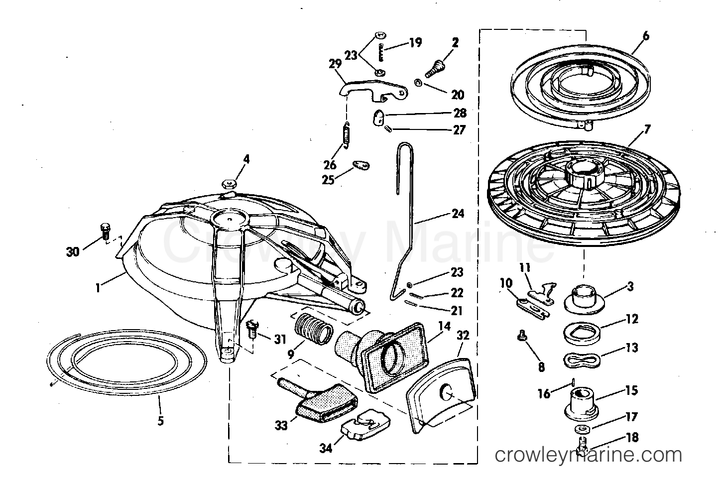 1972 Outboard 40 - 40E72E - REWIND STARTER