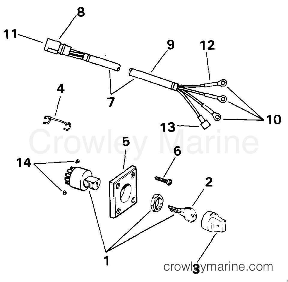 1993 Outboard 85 - J85TTLETS - IGNITION SWITCH & CABLE - 85 MODELS