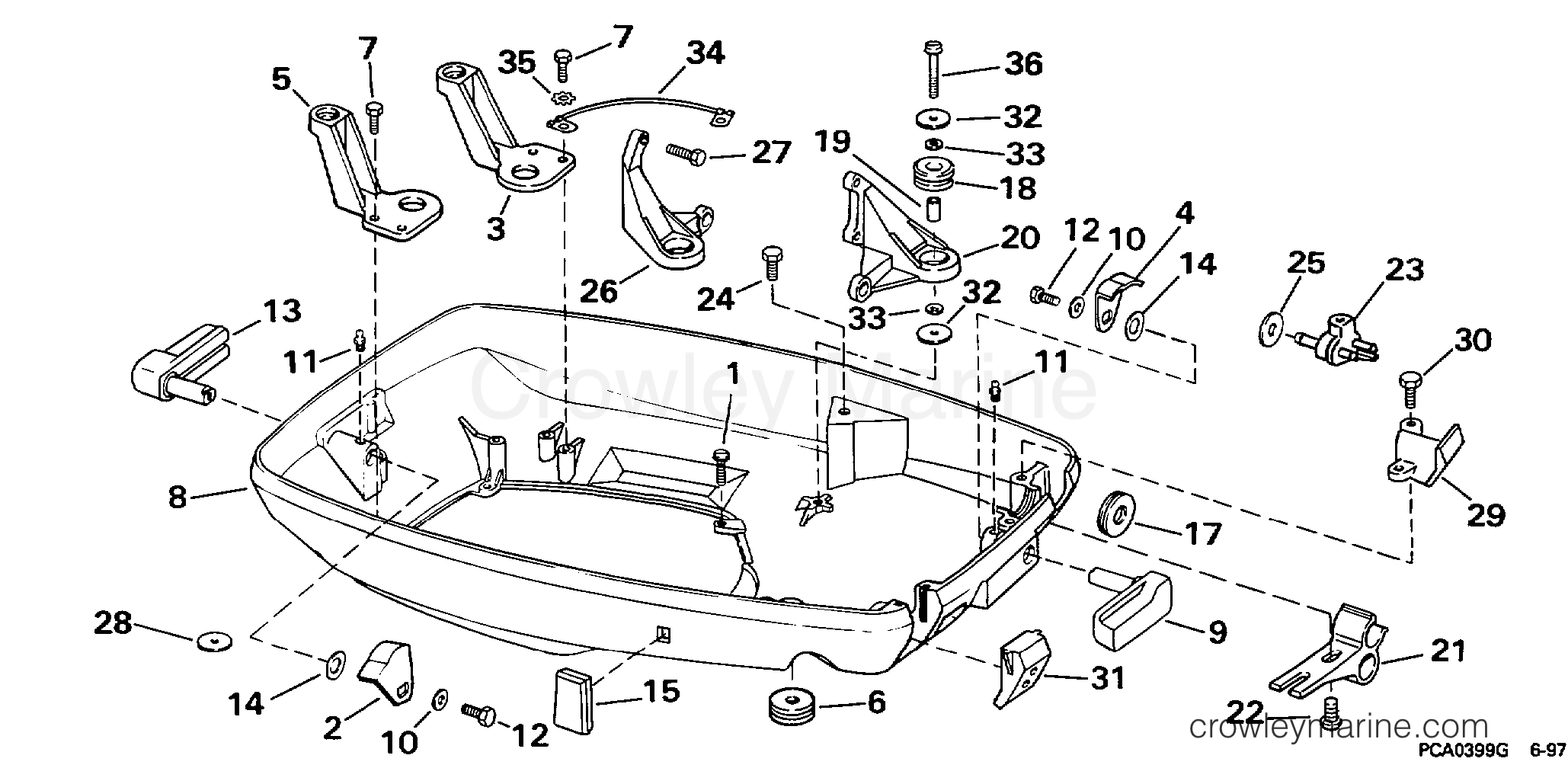 1998 Outboard 65 - SJ65WMLD - LOWER ENGINE COVER