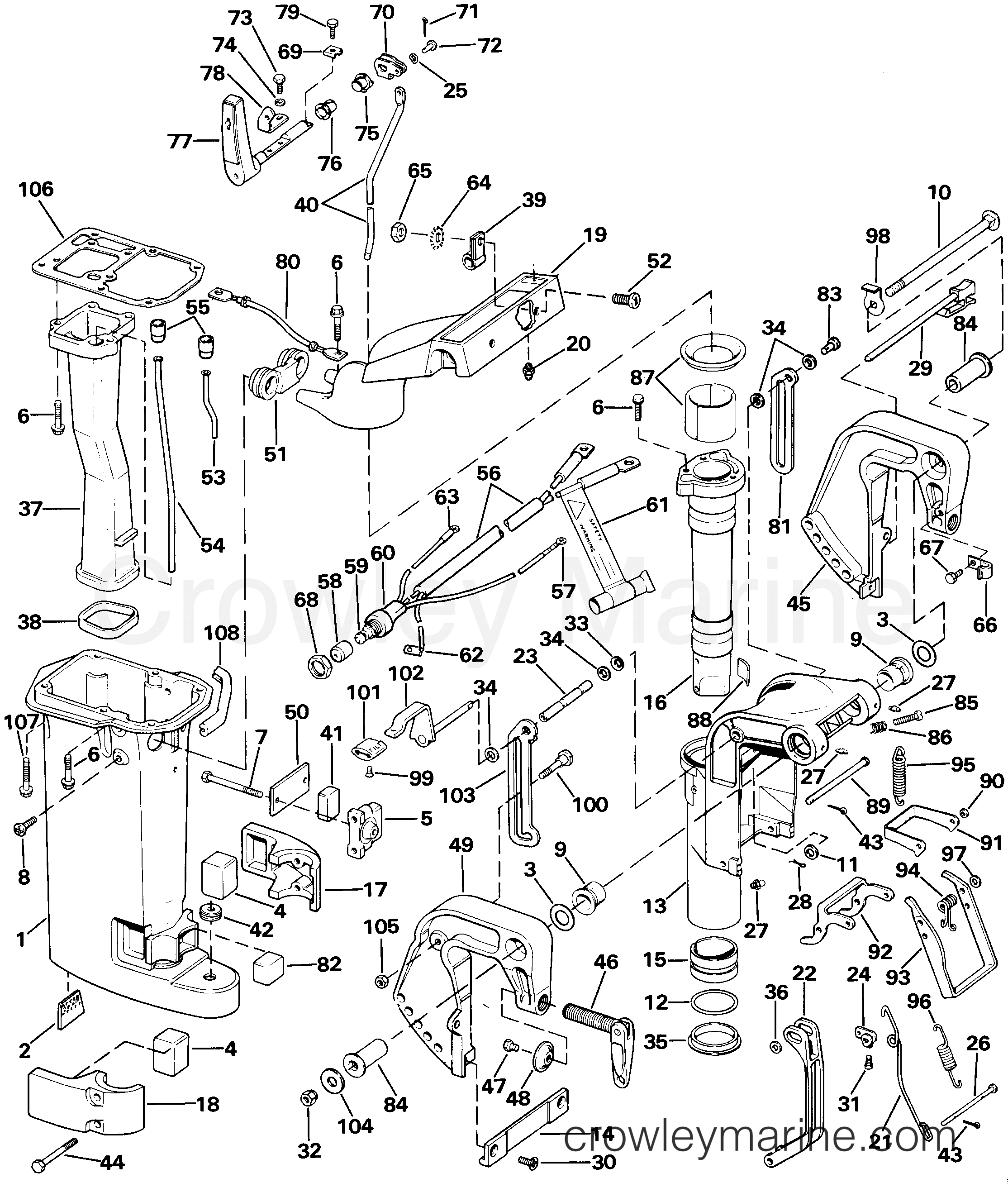 1985 Outboard 15 - J15RCOB - MIDSECTION (ALL MODELS EXCEPT SEL)