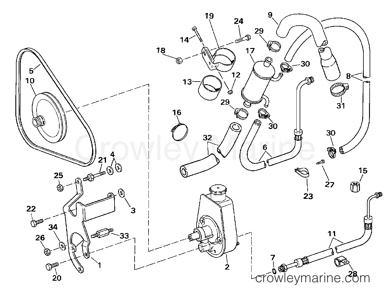 1998 OMC Stern Drive 5 - 50FBPBYC POWER STEERING PUMP section