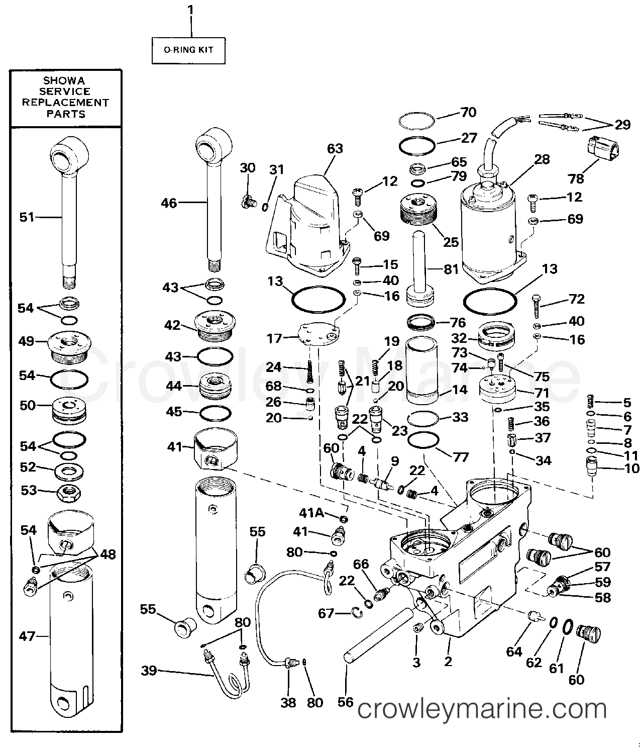1986 Evinrude Outboards 120 - E120TLCDC POWER TRIM/TILT HYDRAULIC ASSEMBLY section
