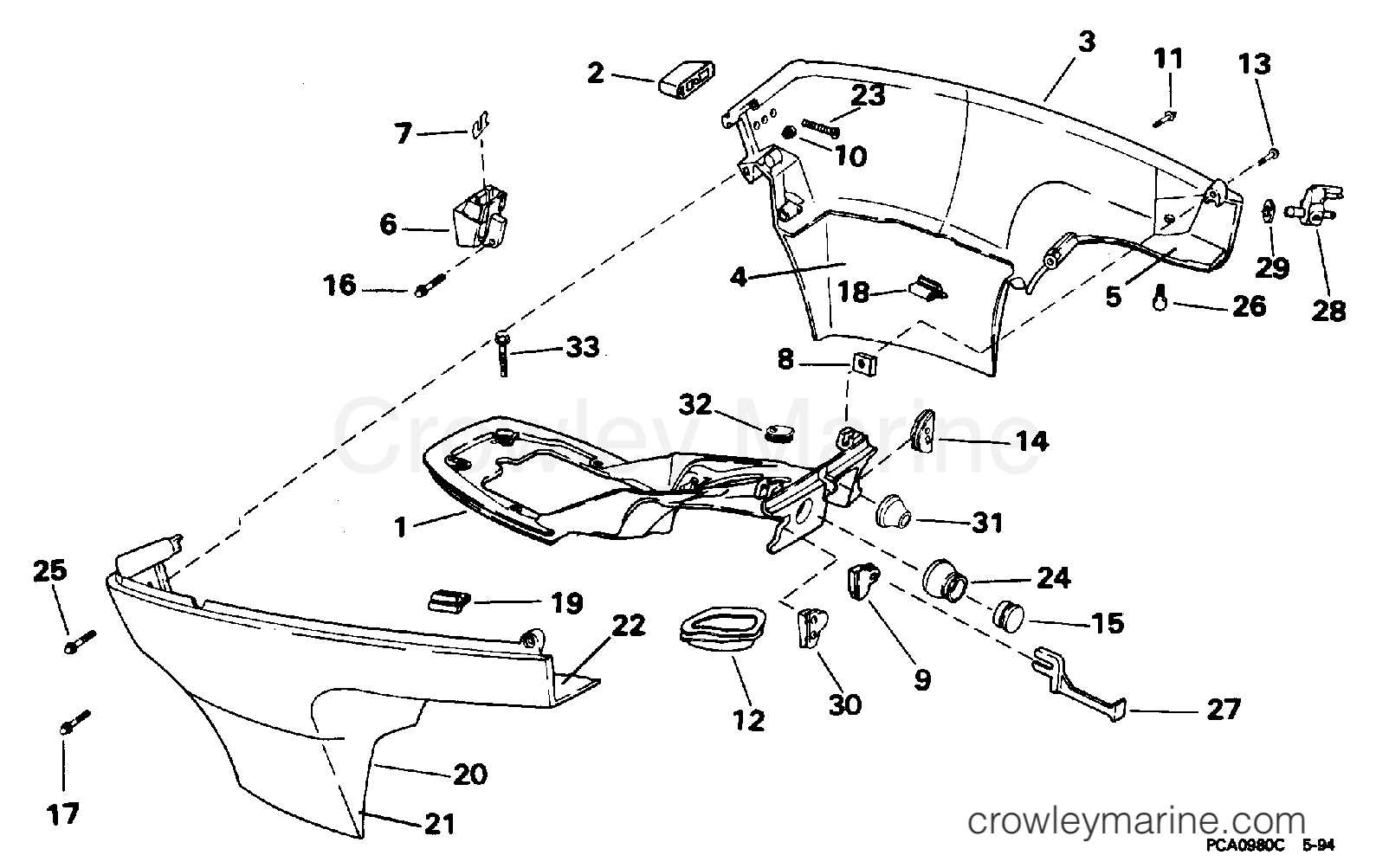 1996 Outboard 9.9 - BJ10REDD - LOWER ENGINE COVER