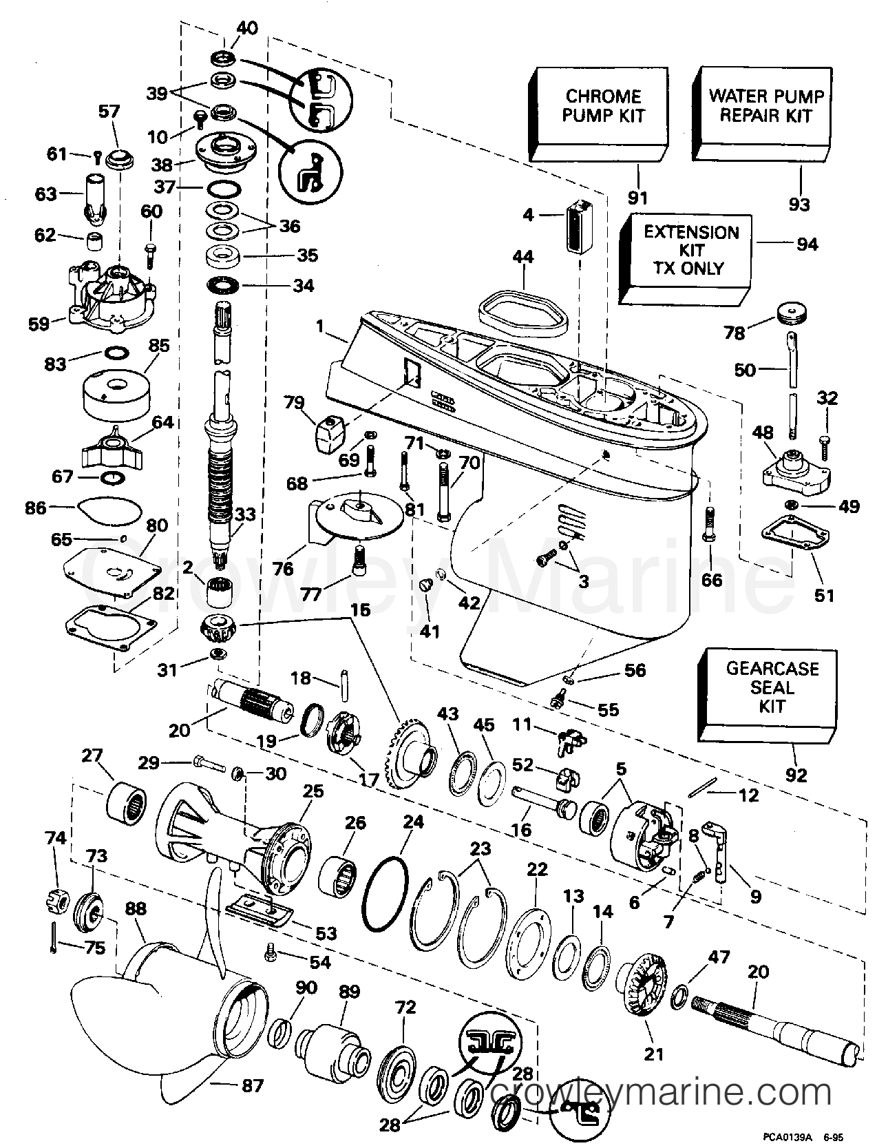 1996 Outboard 70 - BJ70ELEDA - GEARCASE