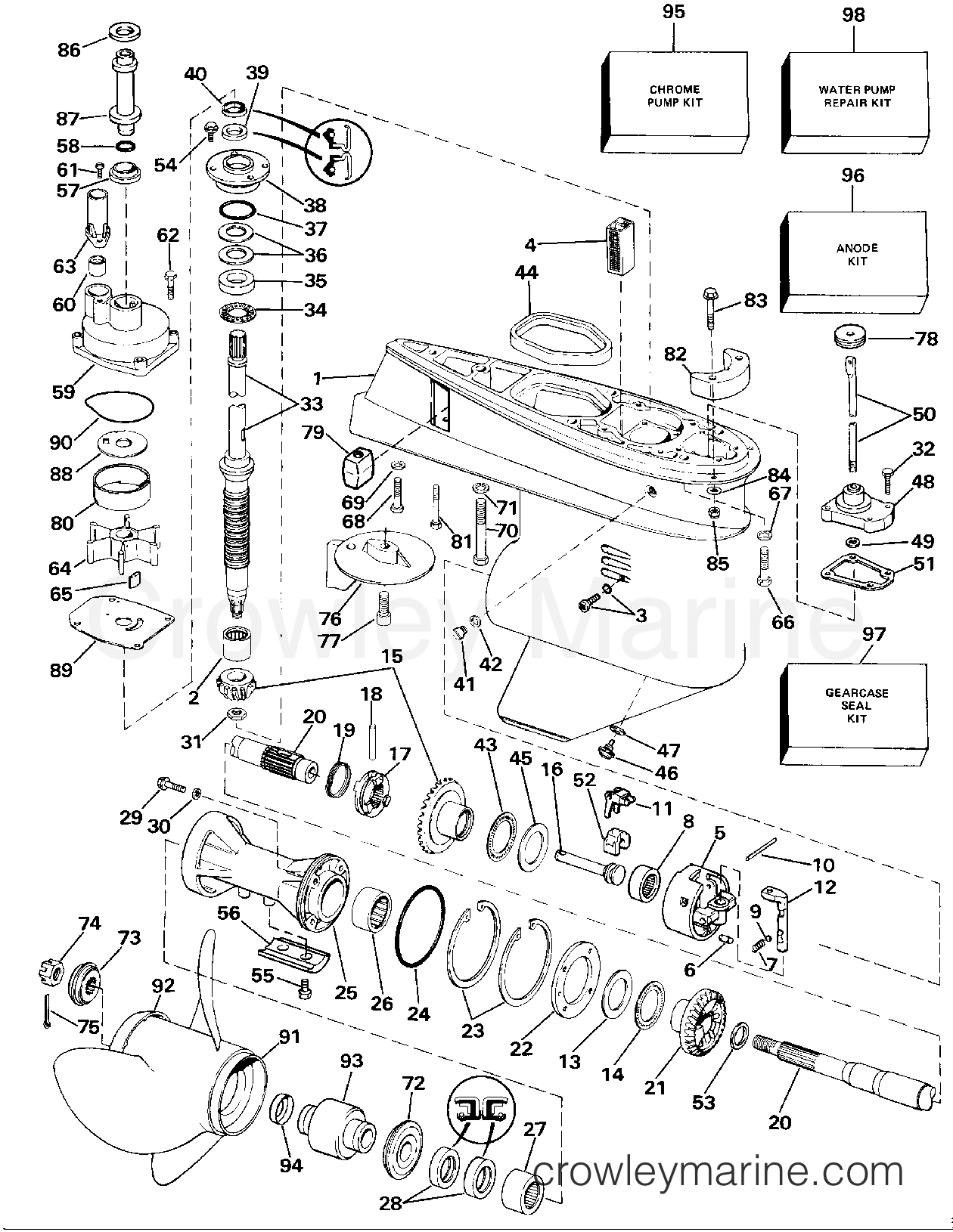 1986 Outboard 65 - J65TELCDR - GEARCASE