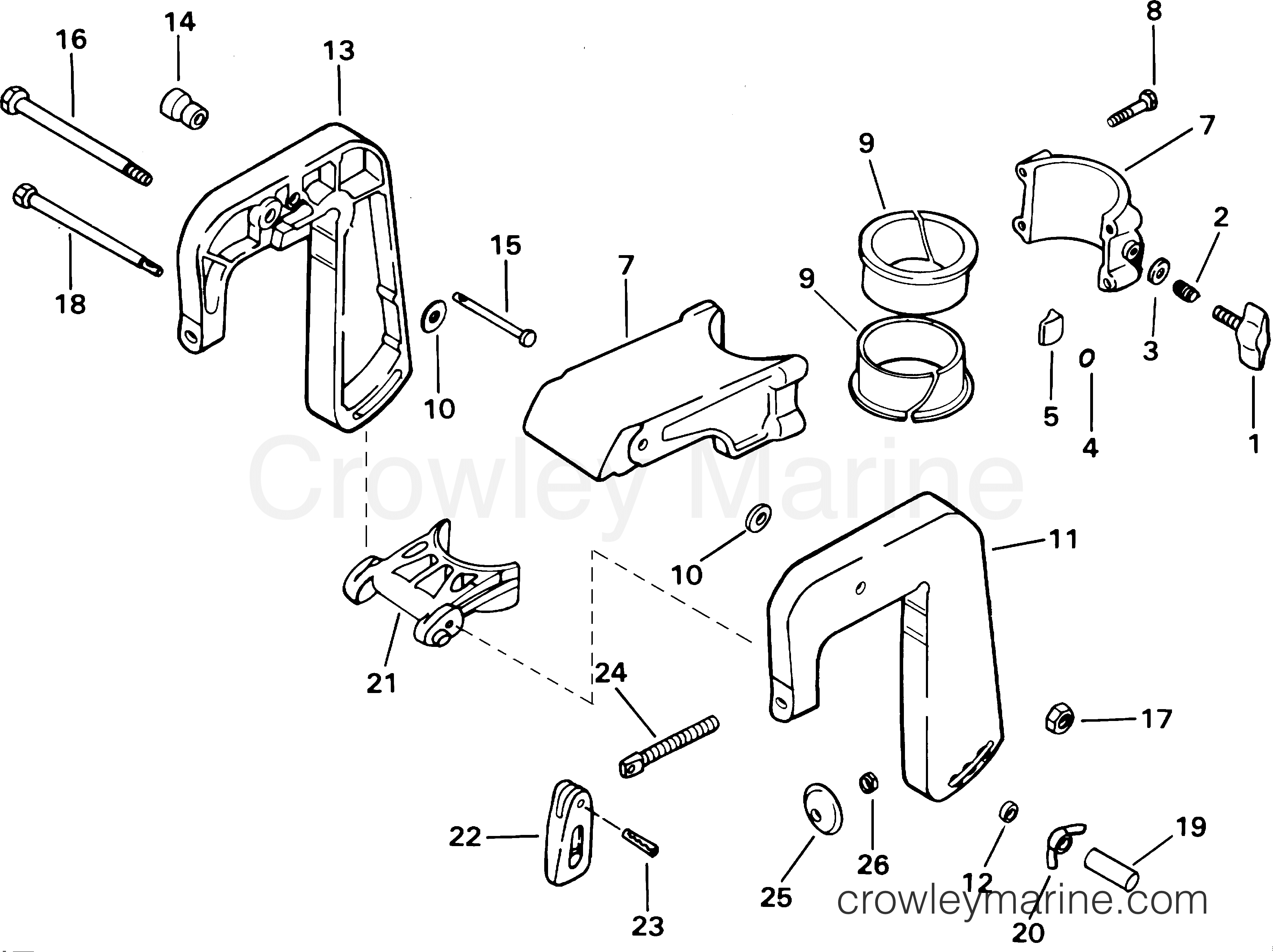2001 Outboard 2 - J2RTVSIA - STERN BRACKET & SWIVEL BRACKET