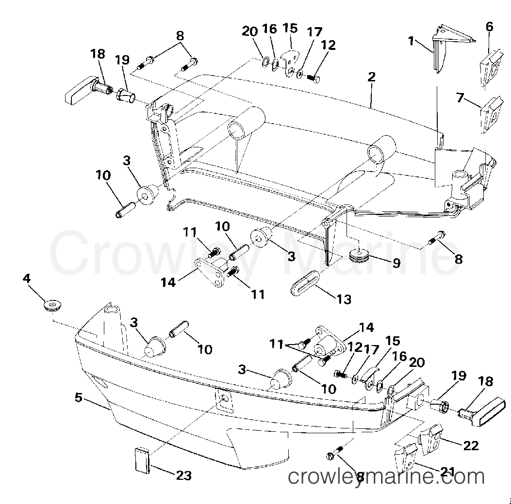 1990 Johnson Outboards 40 - TJ40ELESF LOWER ENGINE COVER section