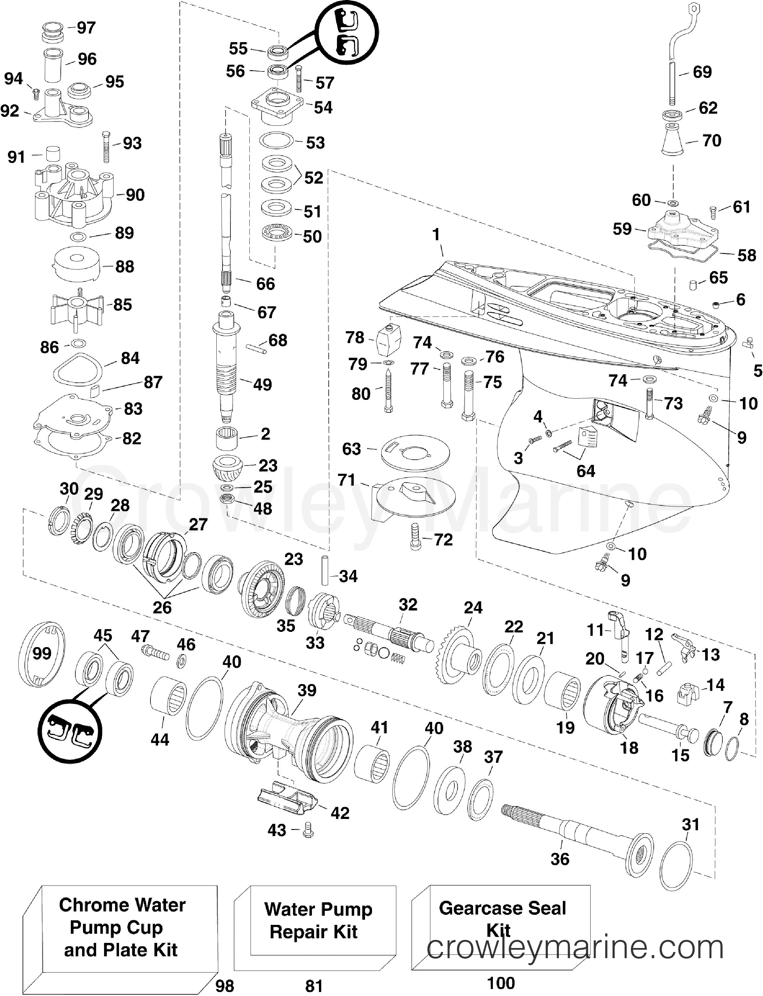 GEARCASE, M2TYPE, COUNTER ROTATION 2012 Outboard 150 E150DCXINE