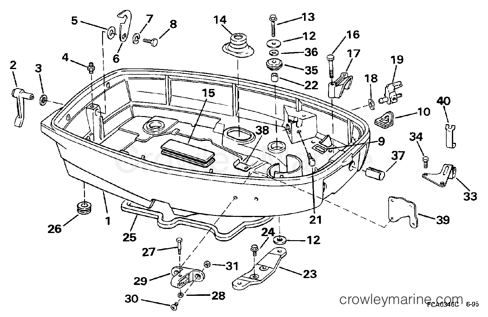 1997 Outboard 30 - J30ELEUD - LOWER ENGINE COVER