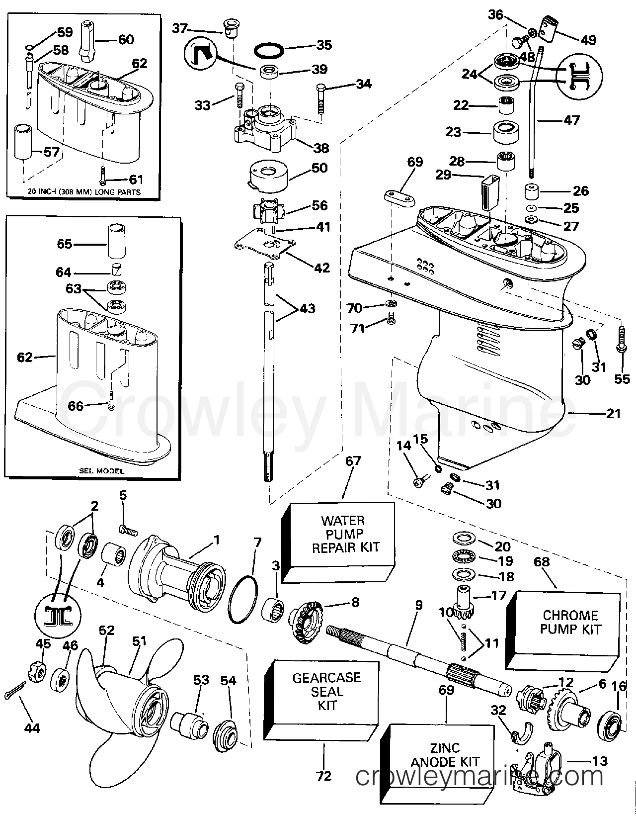 1992 Outboard 9.9 - TE10RELENA - GEARCASE