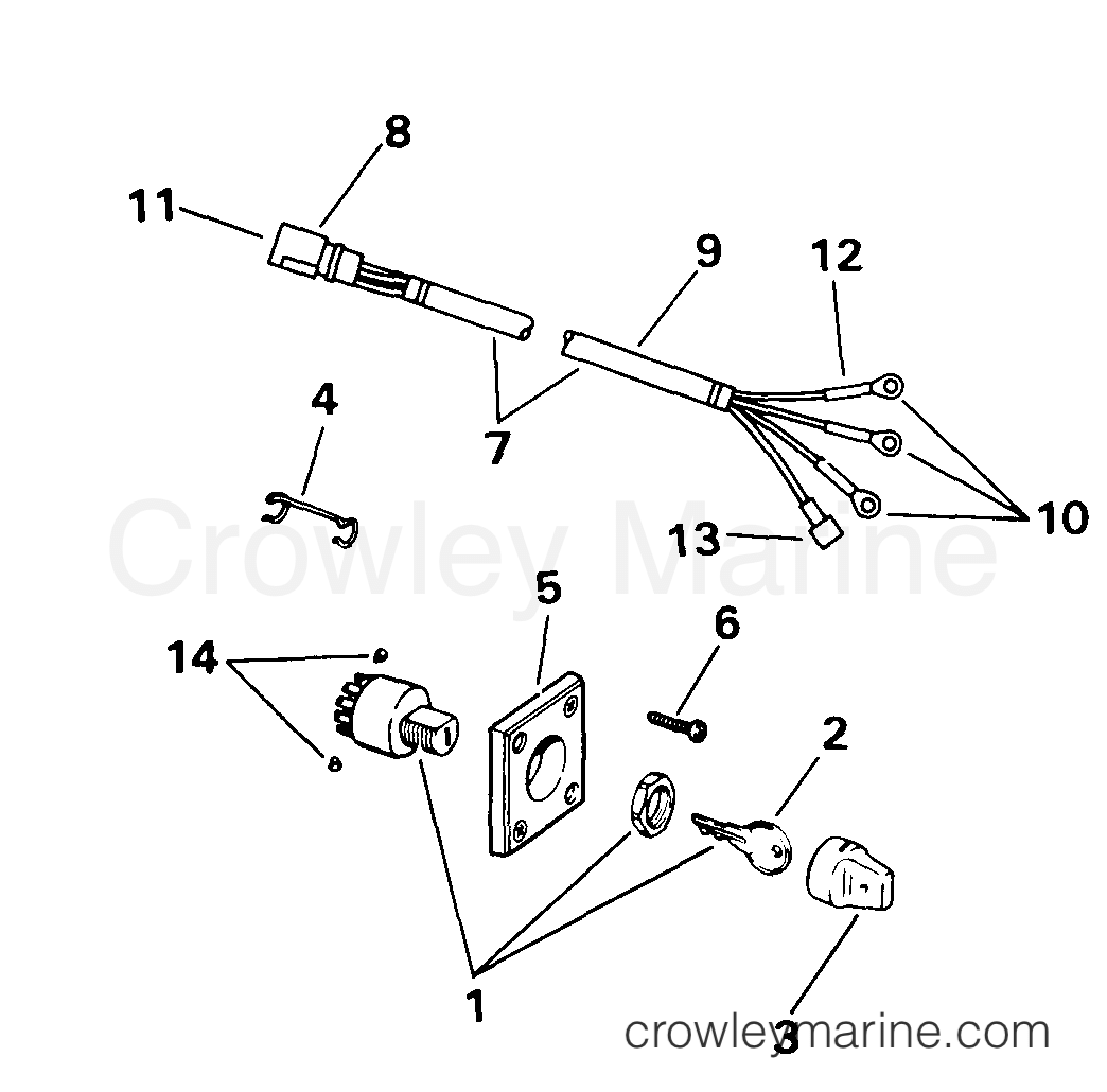 IGNITION SWITCH & CABLE -- 9.9 - 1999 Outboard 9.9 E10EBL4EEB