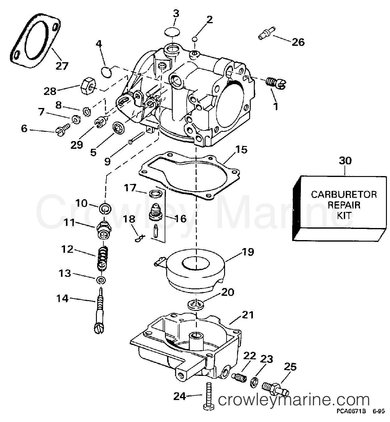 1997 Evinrude Outboards 18 - B25JREUR CARBURETOR - 20SR, 25R section