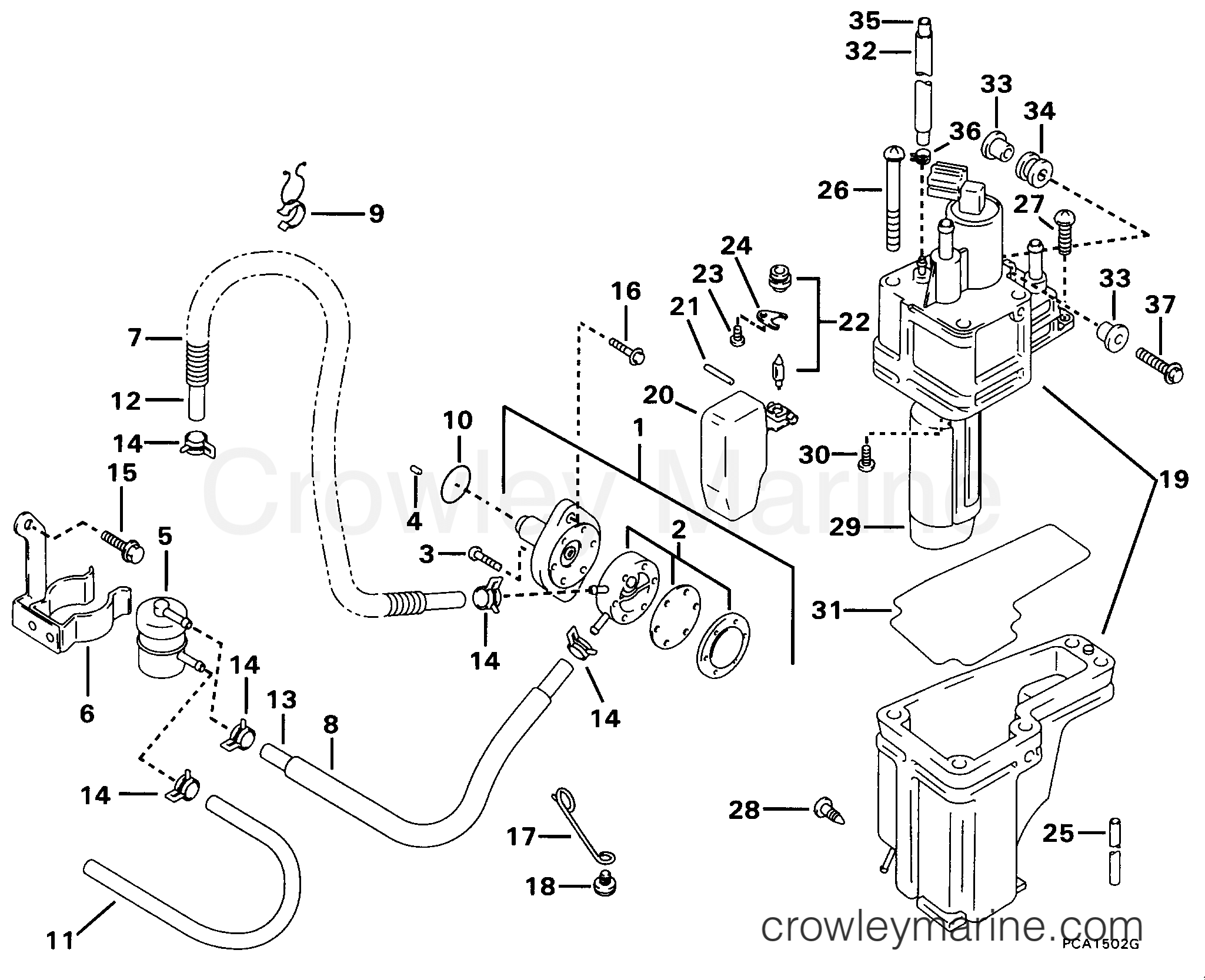 1998 Outboard 70 - J70FLTLECS - FUEL PUMP & SEPARATOR