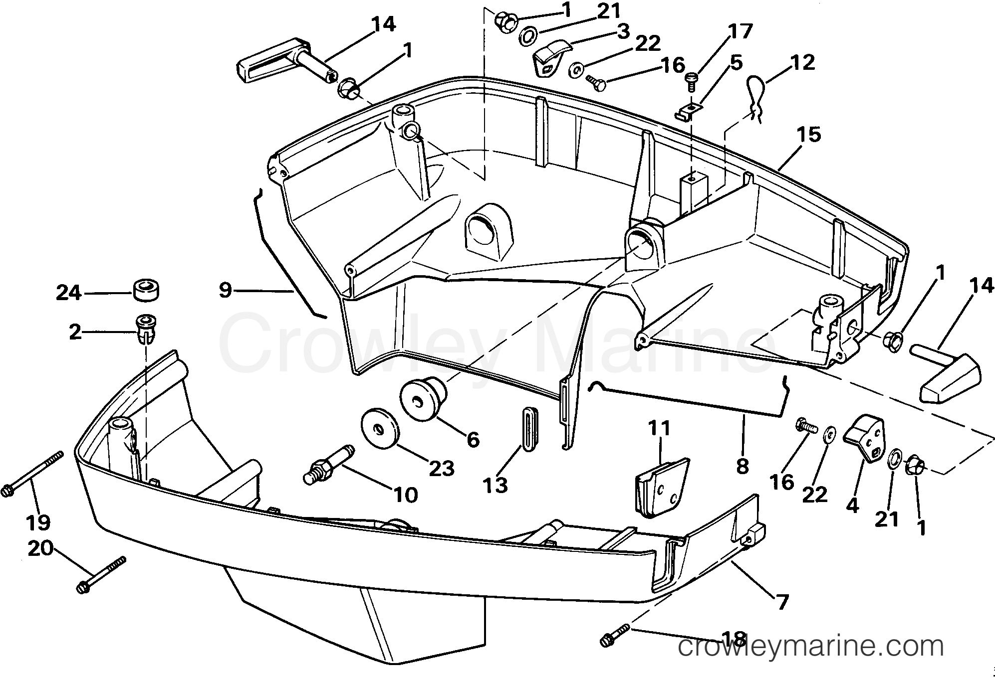 1985 Outboard 140 - J140TXCOS - LOWER ENGINE COVER