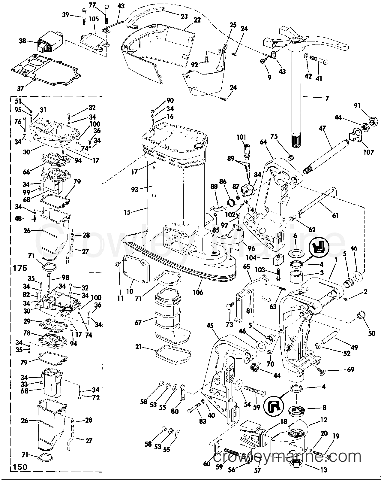 1986 Outboard 150 - J150TXCDC - MIDSECTION