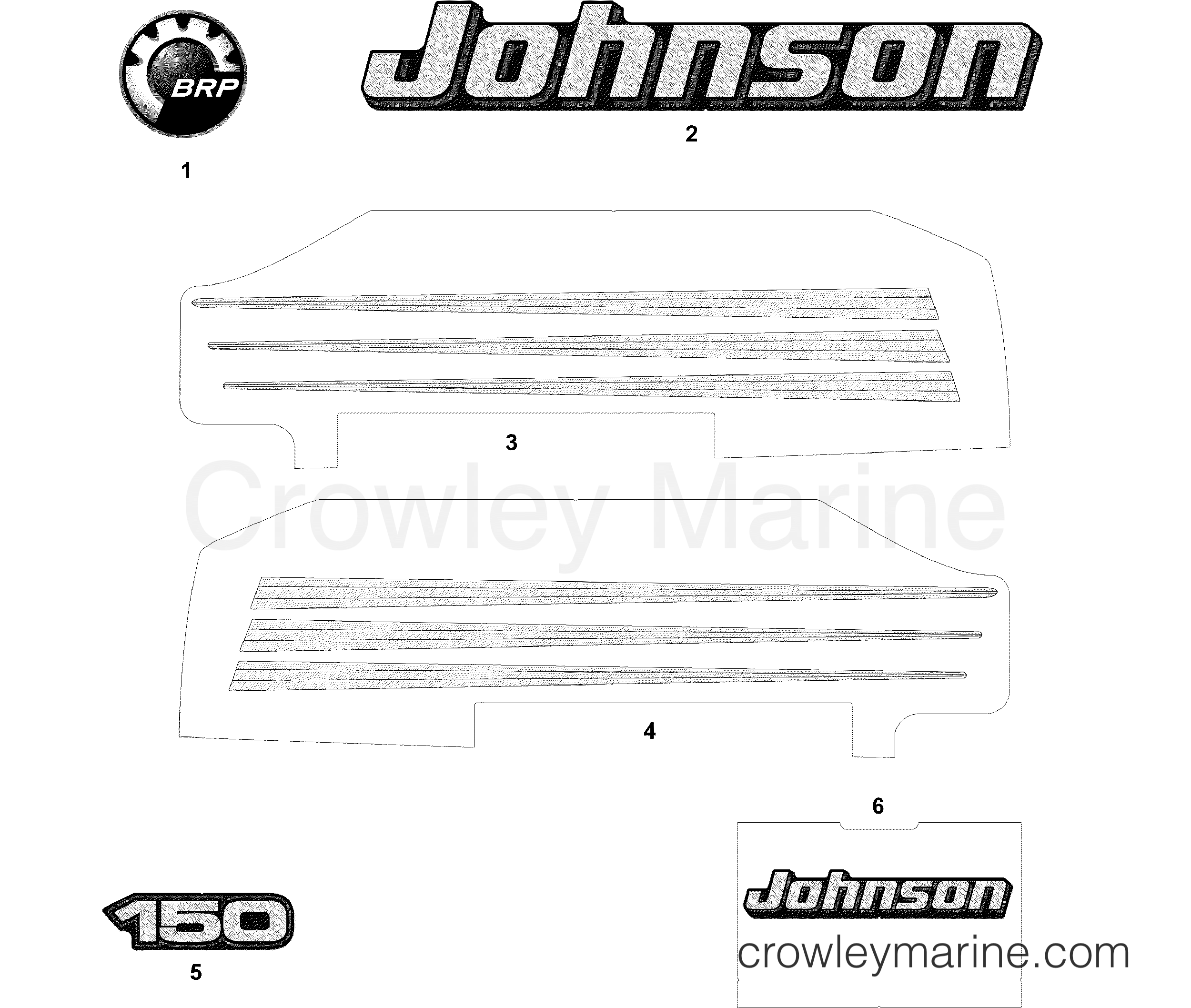 2006 Outboard 150 - J150GLSDE - DECALS GRAPHITE MODELS